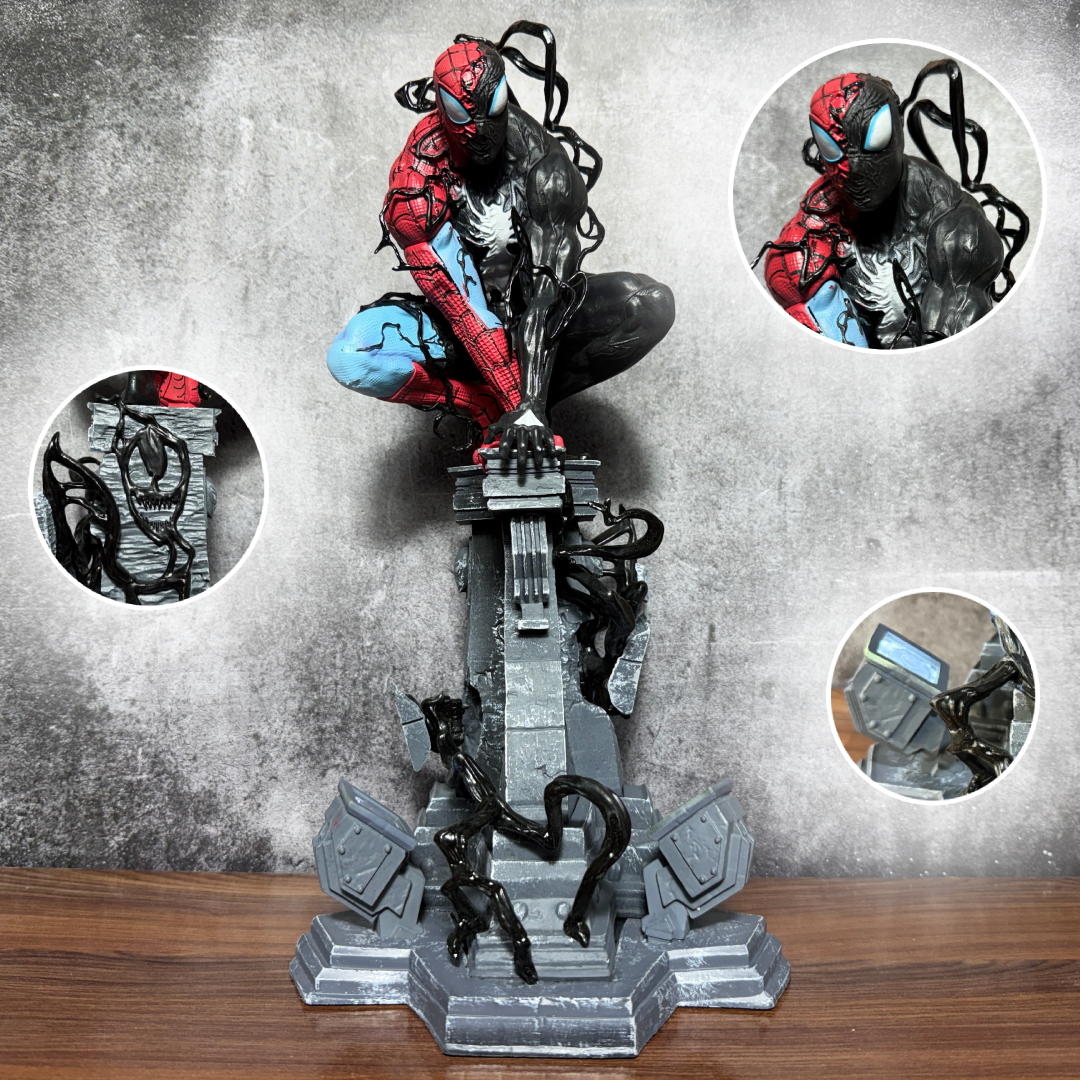 Spider-Man Venom フィギュア ライトアップ機能付き Marvel Symbiotic Spider-Man x Venom With Led Lighting Premium PVC