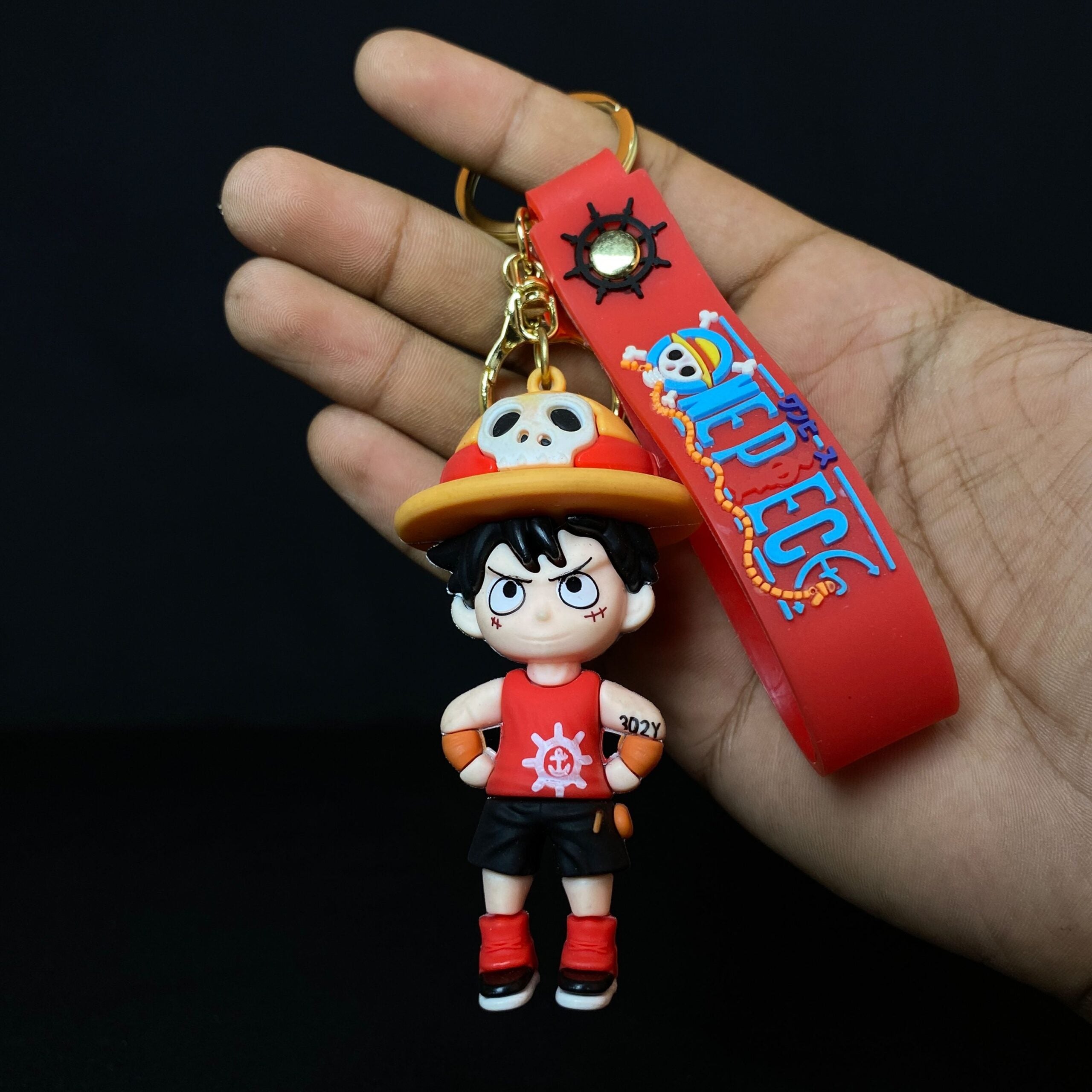 One Pice Luffy Anime Action Figures 3D Rubber Keychain keyring