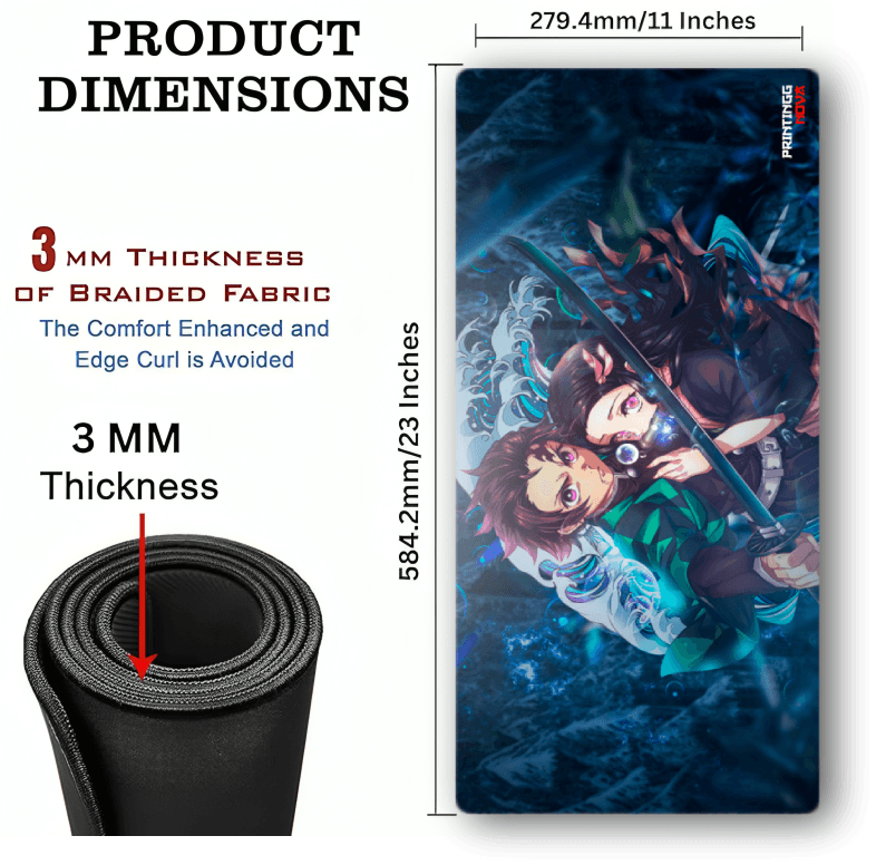Demon Slayer Anime Desk Mat Extra Large (23x11x3) Printed Anime Deskmat || DEMON SLAYER
