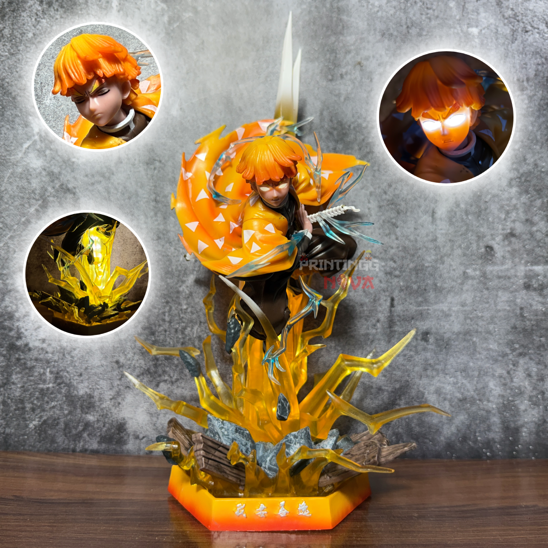 Demon Slayer Zenitsu Agatsuma "Thunder Breathing" 32cm LED Light-Eye & Base Premium Action Figure PVC [ 32 CM ] || DEMON SLAYER