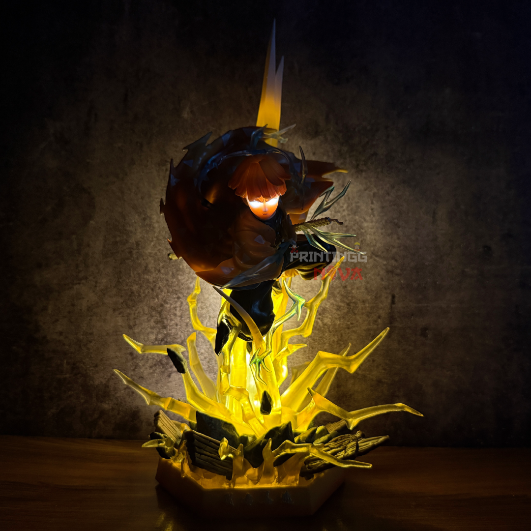 Demon Slayer Zenitsu Agatsuma "Thunder Breathing" 32cm LED Light-Eye & Base Premium Action Figure PVC [ 32 CM ] || DEMON SLAYER