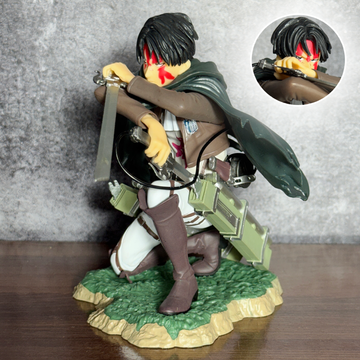Attack on Titan Levi Ackerman Fortitude Battle Damage Kneeling Statue Action Figure PVC [ 17 CM ] || ATTACK ON TITAN
