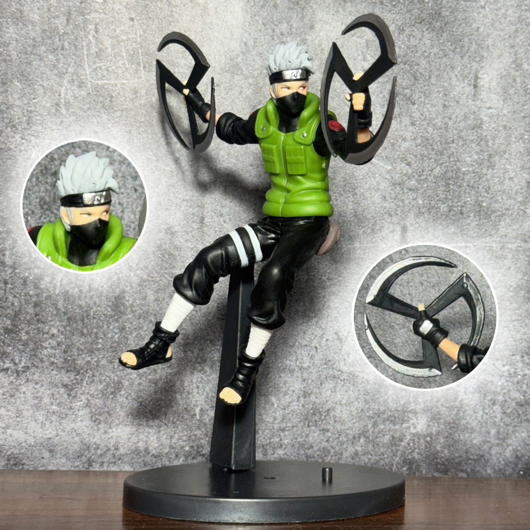 Naruto Shippuden Kakashi Hatake Narutop99 || Dual Windmill Fuma Shuriken Mid-Air Battle Premium Action Figure PVC [ 20 CM ] || NARUTO