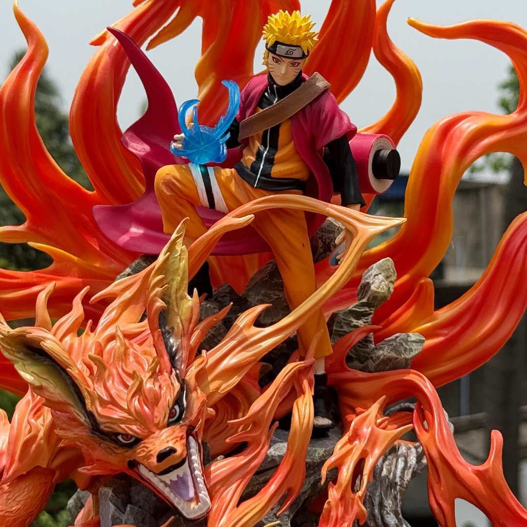 Naruto Uzumaki Sage Mode & Kurama Nine-Tails Link Figure || Massive Rasengan Battle Diorama Anime Statue Premium Action Figure PVC [ 45 CM ] || NARUTO