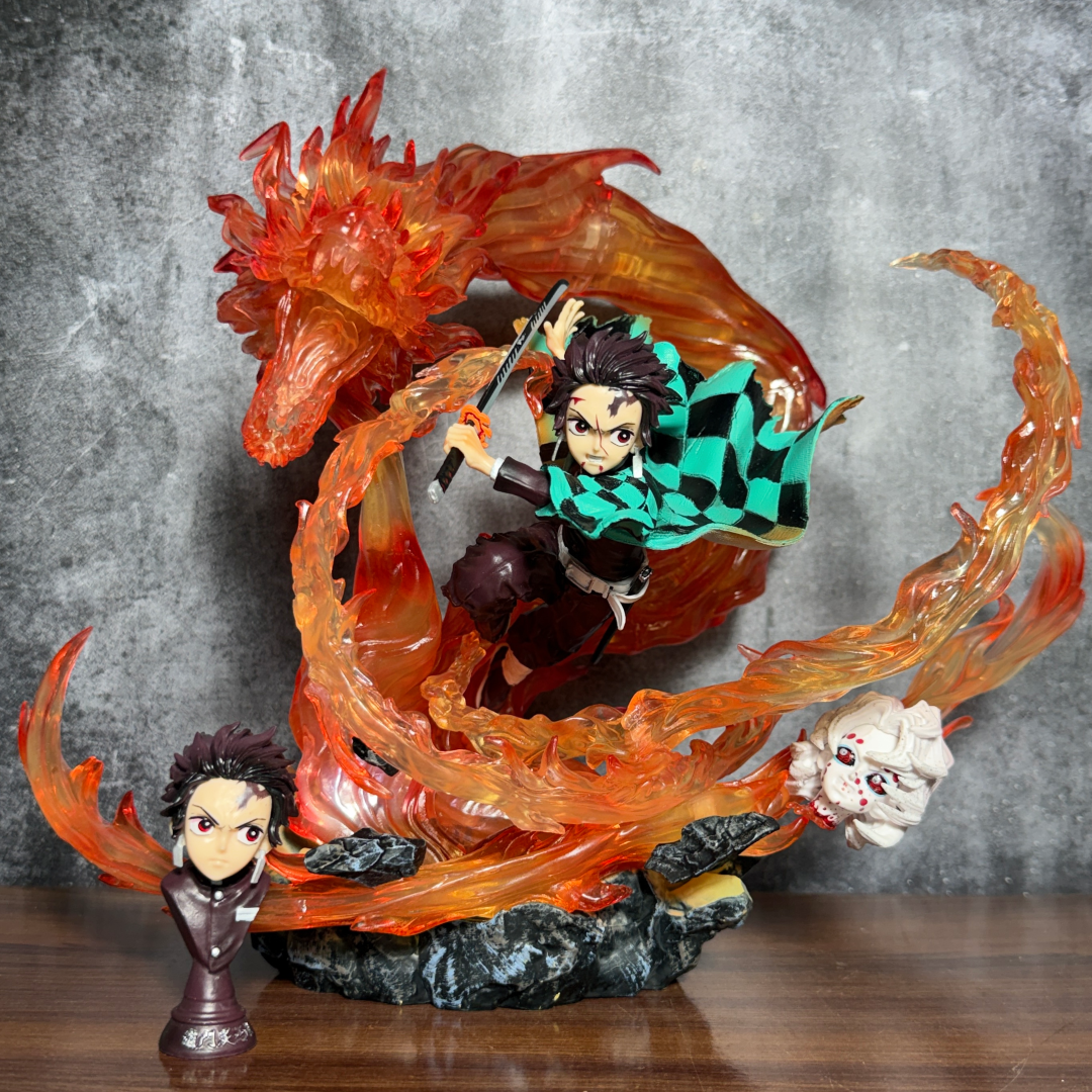 Tanjiro Kamado Hinokami Kagura Fire Dragon Statue with LED Display Base Limited Edition Action Figure PVC [ 30 CM ] || DEMON SLAYER