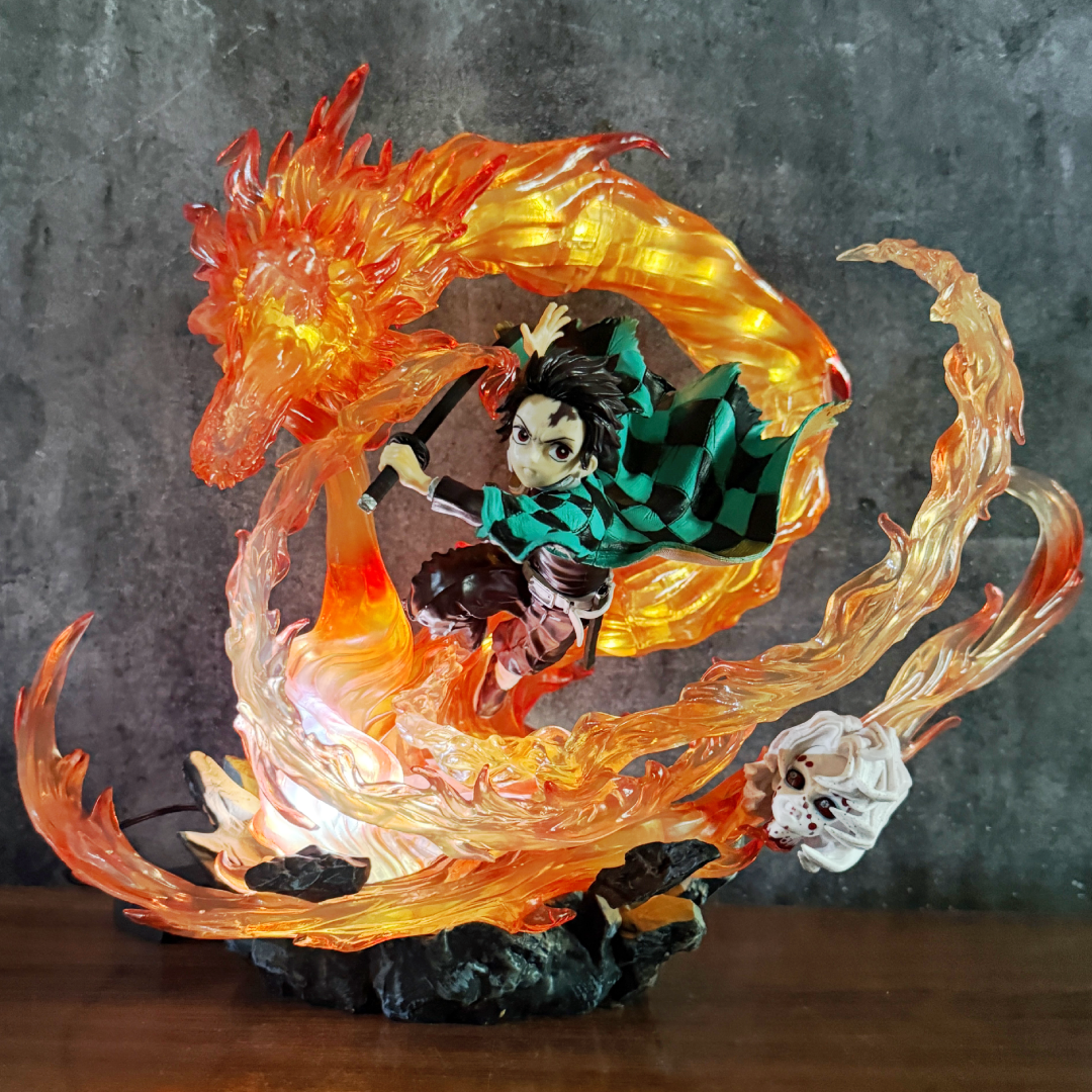 Tanjiro Kamado Hinokami Kagura Fire Dragon Statue with LED Display Base Limited Edition Action Figure PVC [ 30 CM ] || DEMON SLAYER