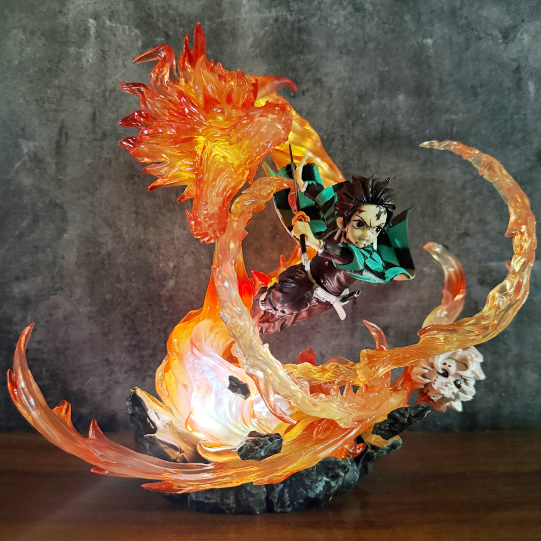 Tanjiro Kamado Hinokami Kagura Fire Dragon Statue with LED Display Base Limited Edition Action Figure PVC [ 30 CM ] || DEMON SLAYER
