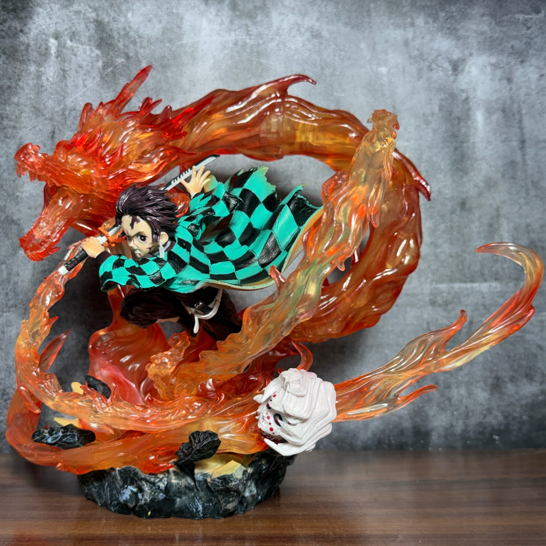Tanjiro Kamado Hinokami Kagura Fire Dragon Statue with LED Display Base Limited Edition Action Figure PVC [ 30 CM ] || DEMON SLAYER