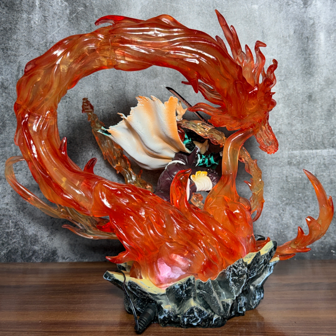 Tanjiro Kamado Hinokami Kagura Fire Dragon Statue with LED Display Base Limited Edition Action Figure PVC [ 30 CM ] || DEMON SLAYER