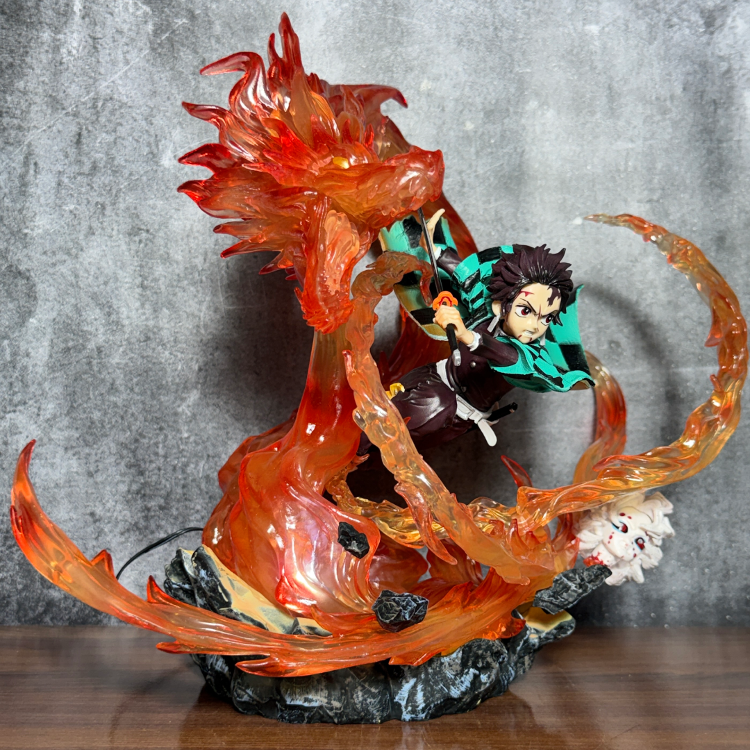 Tanjiro Kamado Hinokami Kagura Fire Dragon Statue with LED Display Base Limited Edition Action Figure PVC [ 30 CM ] || DEMON SLAYER