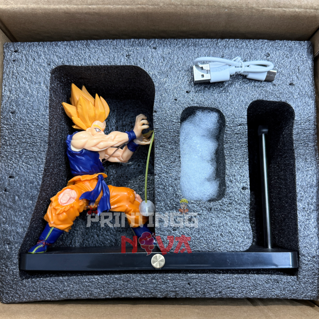 Dragon Ball Z Super Saiyan Goku Kamehameha LED Action Figure | USB Rechargeable Anime Collectible Display Statue