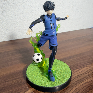 Blue Lock Yoichi Isagi Anime Figure - Team Z Jersey #11 Kicking Soccer Ball PVC Statue