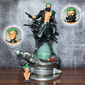 One Piece Roronoa Zoro Cyberpunk Premium Futuristic Samurai Action Figure with LED Light & Dual Heads [ 42 CM ] || ONE PIECE