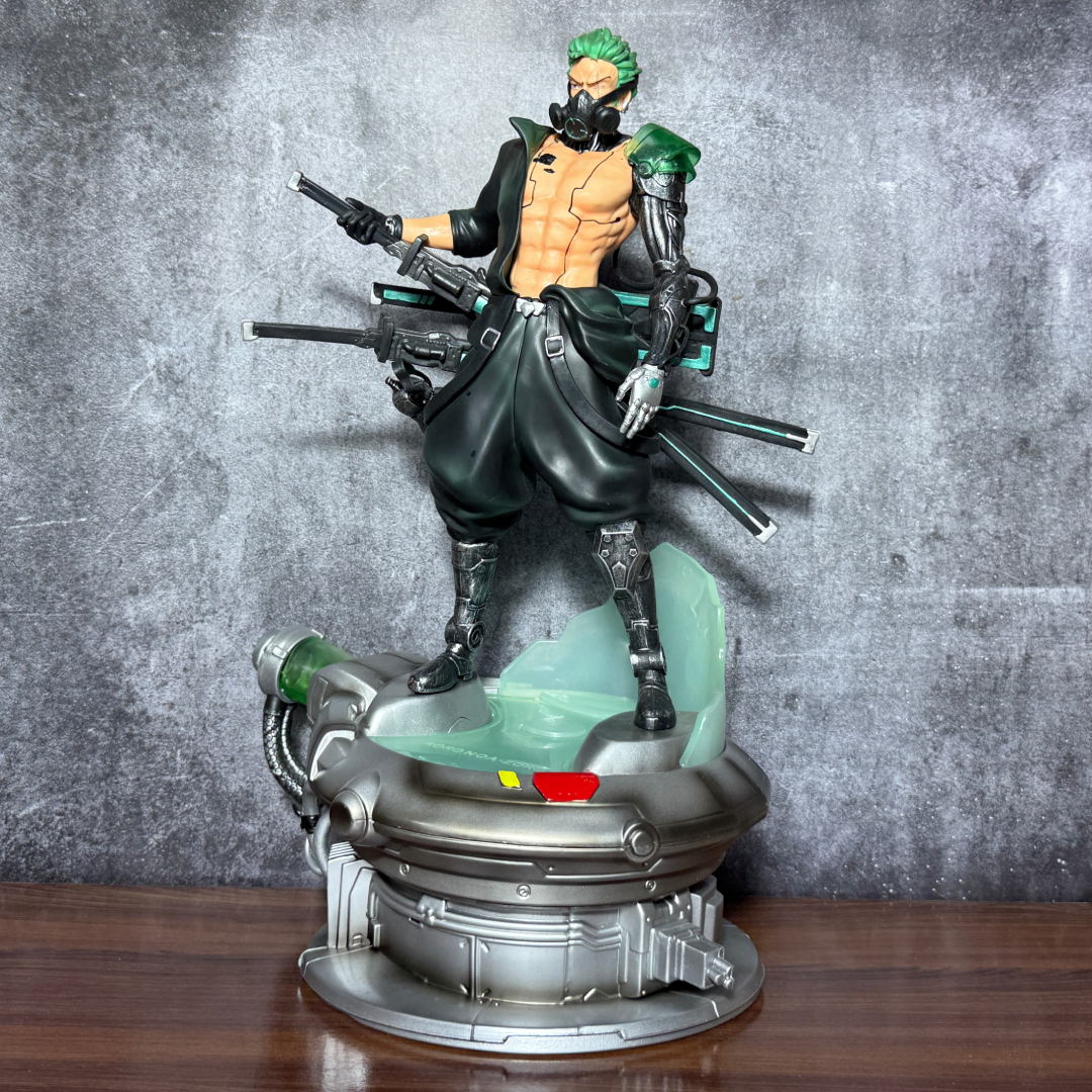 One Piece Roronoa Zoro Cyberpunk Premium Futuristic Samurai Action Figure with LED Light & Dual Heads [ 42 CM ] || ONE PIECE