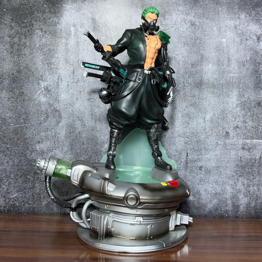 One Piece Roronoa Zoro Cyberpunk Premium Futuristic Samurai Action Figure with LED Light & Dual Heads [ 42 CM ] || ONE PIECE