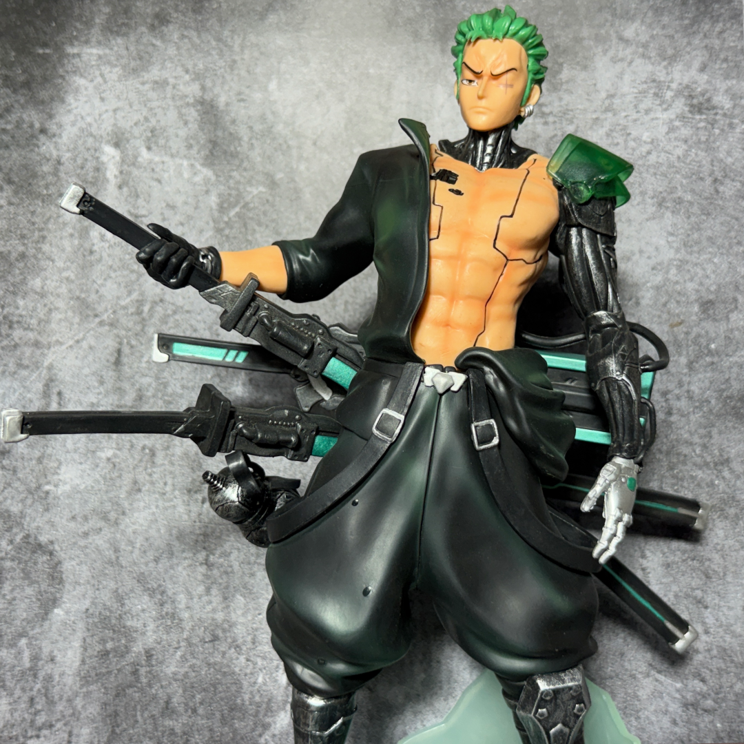 One Piece Roronoa Zoro Cyberpunk Premium Futuristic Samurai Action Figure with LED Light & Dual Heads [ 42 CM ] || ONE PIECE
