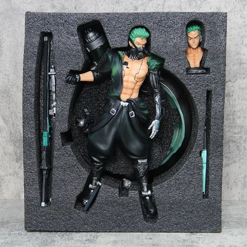One Piece Roronoa Zoro Cyberpunk Premium Futuristic Samurai Action Figure with LED Light & Dual Heads [ 42 CM ] || ONE PIECE