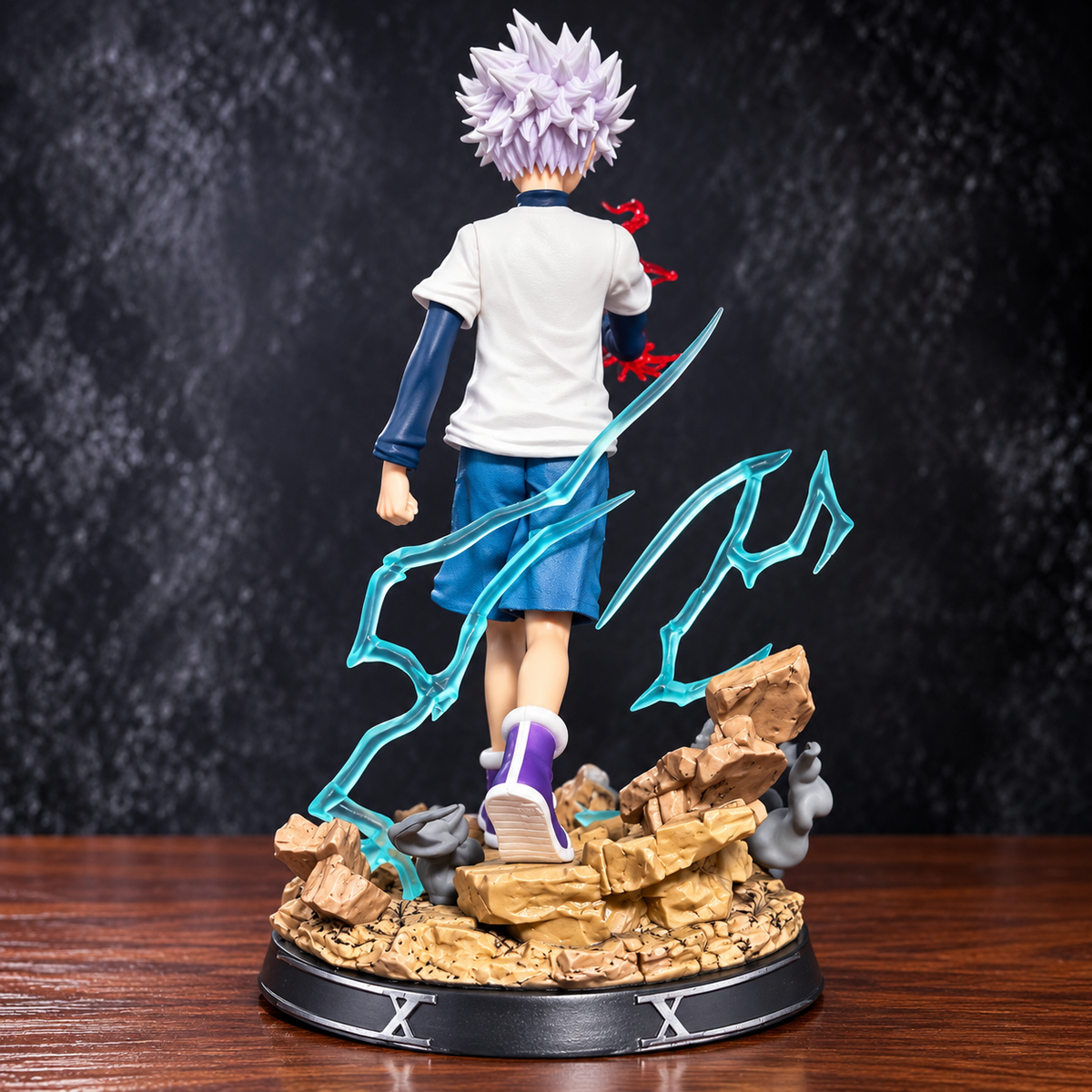 Hunter x Hunter Killua Zoldyck Action Figure (29cm) – Hunter Exam Badge #99 Collectible Statue with Lightning Aura & Heart Diorama Base