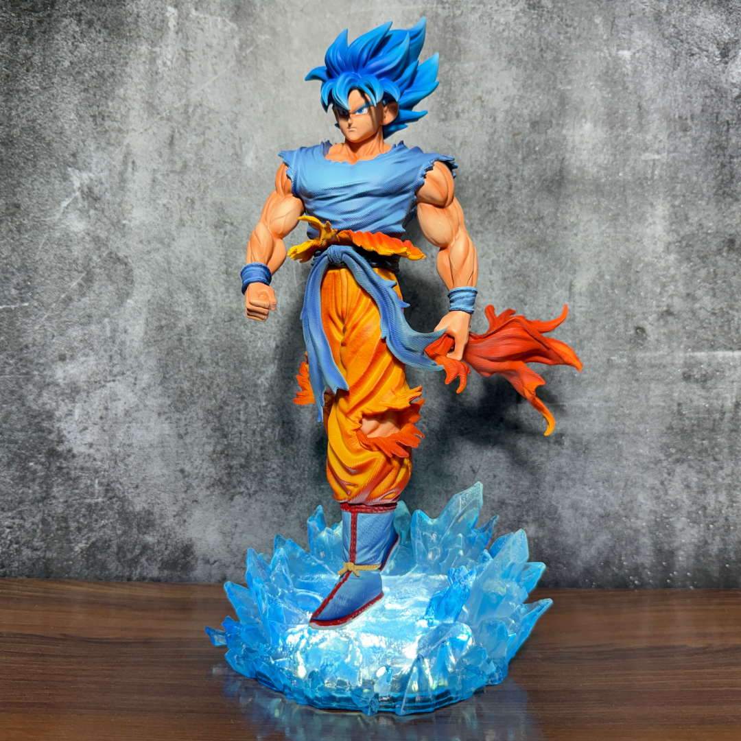 Premium Dragon Ball Goku Super Saiyan Full LED Base & Interchangeable SSG 2 Blue, Red Head || DRAGON BALL Z