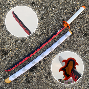 Demon Slayer Kyojuro Rengoku Cosplay Replica Premium Life Size Wooden Katana [104 CM] || DEMON SLAYER