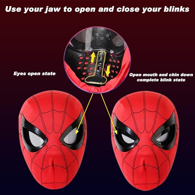 Spider-Man RED Mask With Led Eye |Cosplay, Adjustable Eyes | Elastic Breathable Material, Unisex