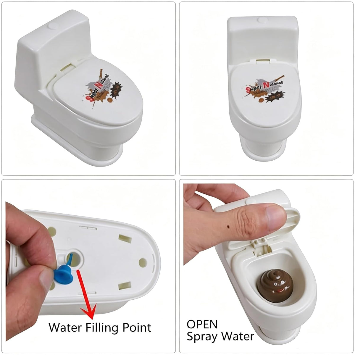 Funny Mini Toilet Water Spray Toy with Poop Character | Prank & Gag Toy | Water Spraying Novelty Toy for Kids & Adults