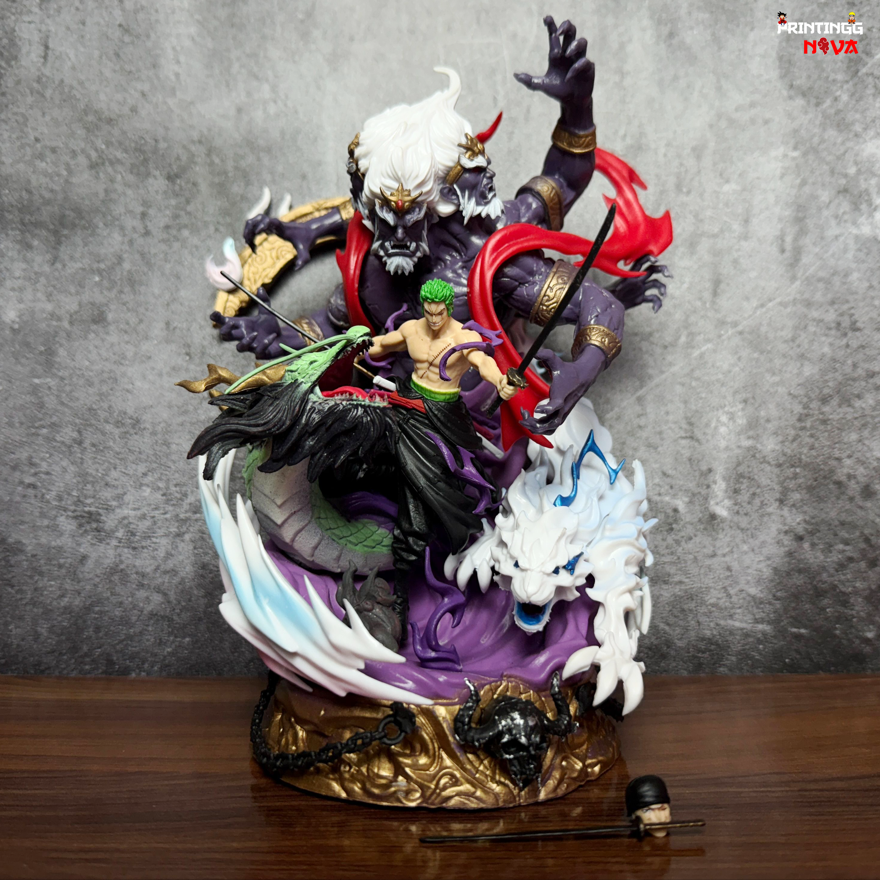 One Piece King Of Hell Roronoa Zoro With Double-Headed Premium PVC Anime Action figure [23 cm] || ONE PIECE