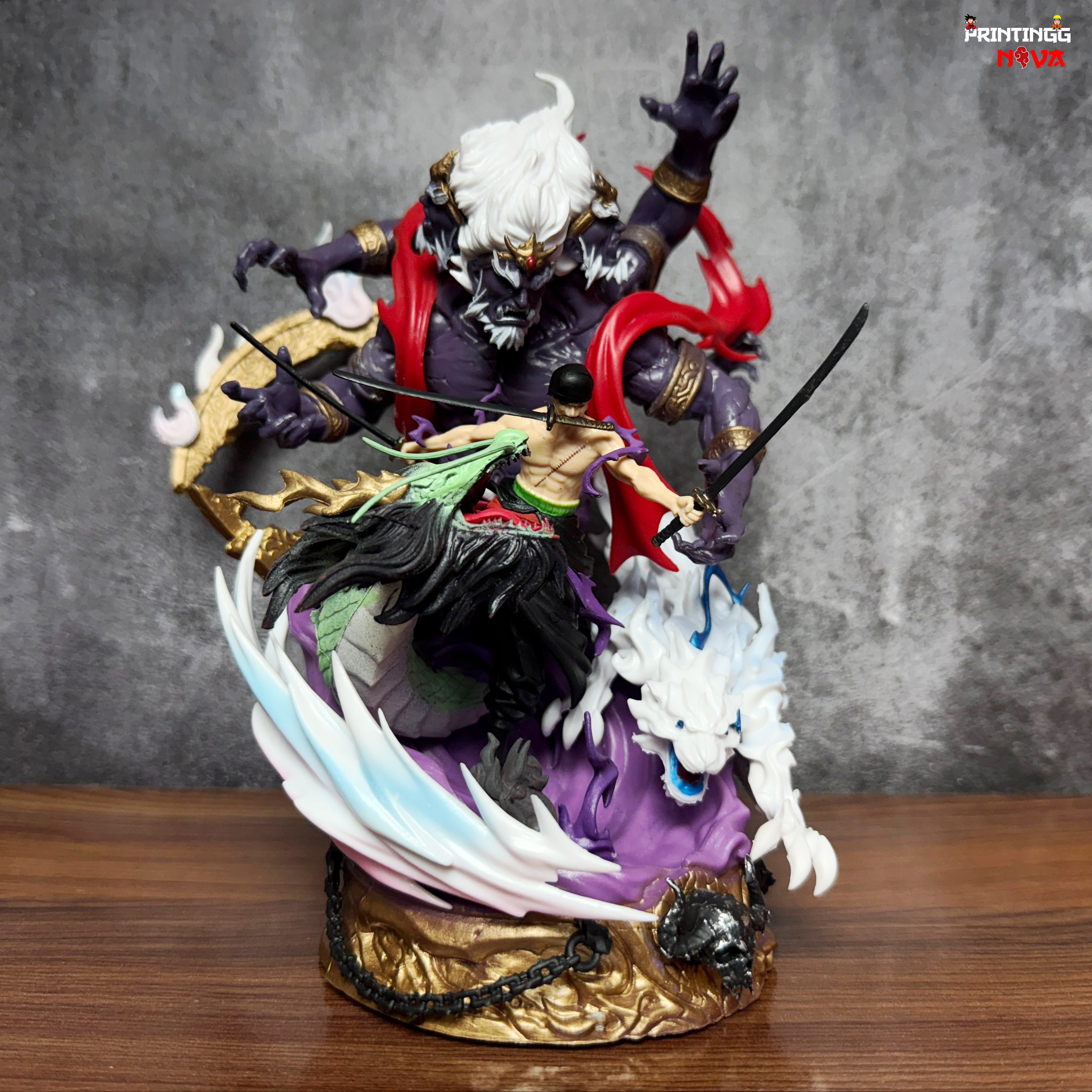 One Piece King Of Hell Roronoa Zoro With Double-Headed Premium PVC Anime Action figure [23 cm] || ONE PIECE