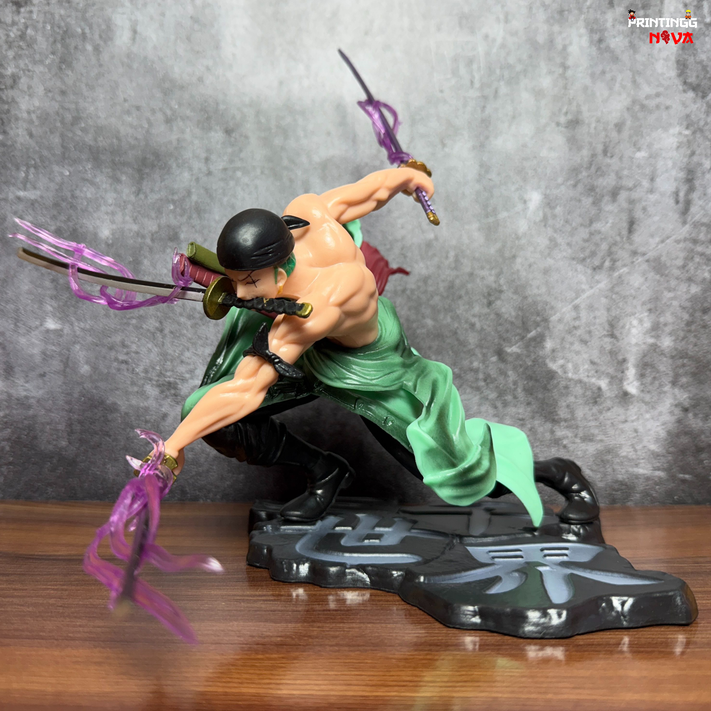 ONE PIECE RORONOA ZORO ACTION FIGURE WITH 3 SWORDS & 2 HEADS Premium PVC Anime Action figure [21 cm] || ONE PIECE