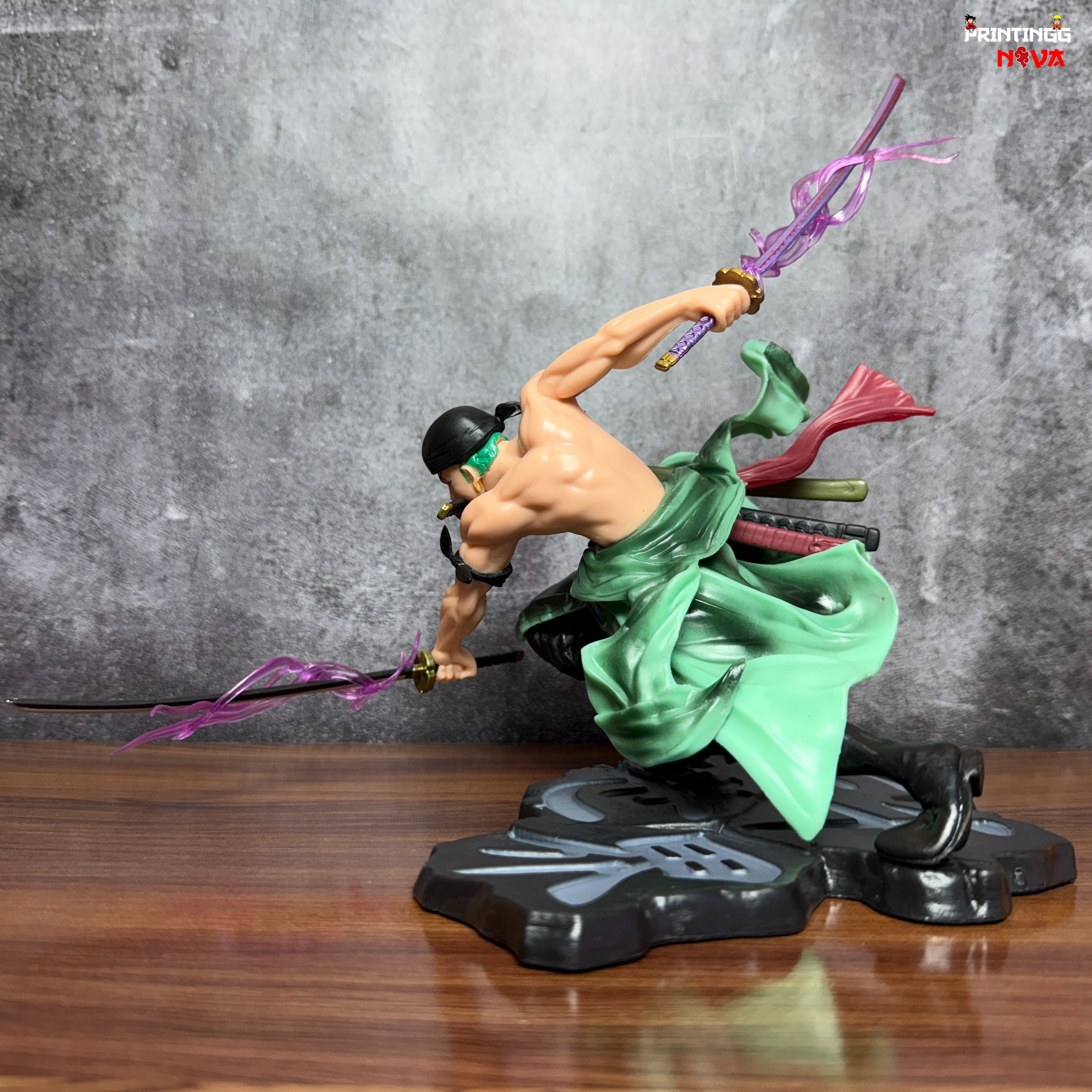 ONE PIECE RORONOA ZORO ACTION FIGURE WITH 3 SWORDS & 2 HEADS Premium PVC Anime Action figure [21 cm] || ONE PIECE