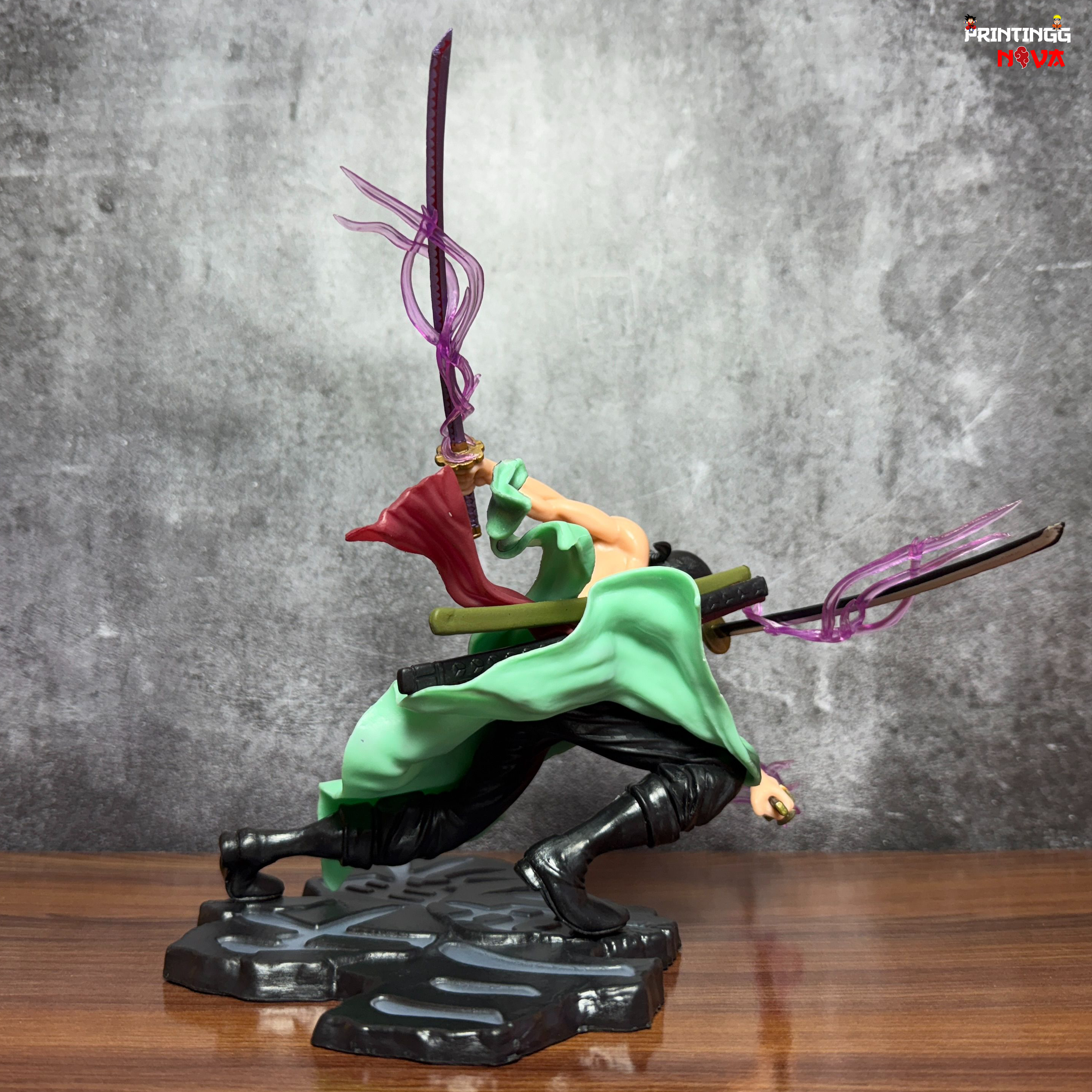 ONE PIECE RORONOA ZORO ACTION FIGURE WITH 3 SWORDS & 2 HEADS Premium PVC Anime Action figure [21 cm] || ONE PIECE