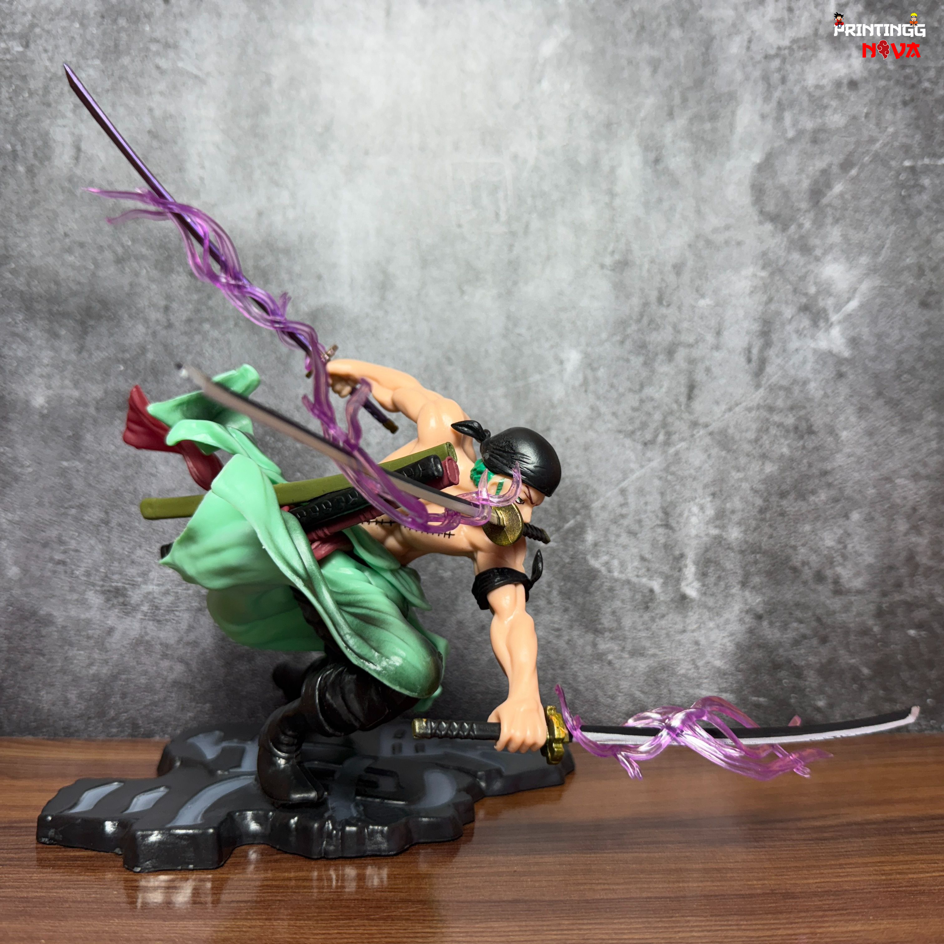 ONE PIECE RORONOA ZORO ACTION FIGURE WITH 3 SWORDS & 2 HEADS Premium PVC Anime Action figure [21 cm] || ONE PIECE