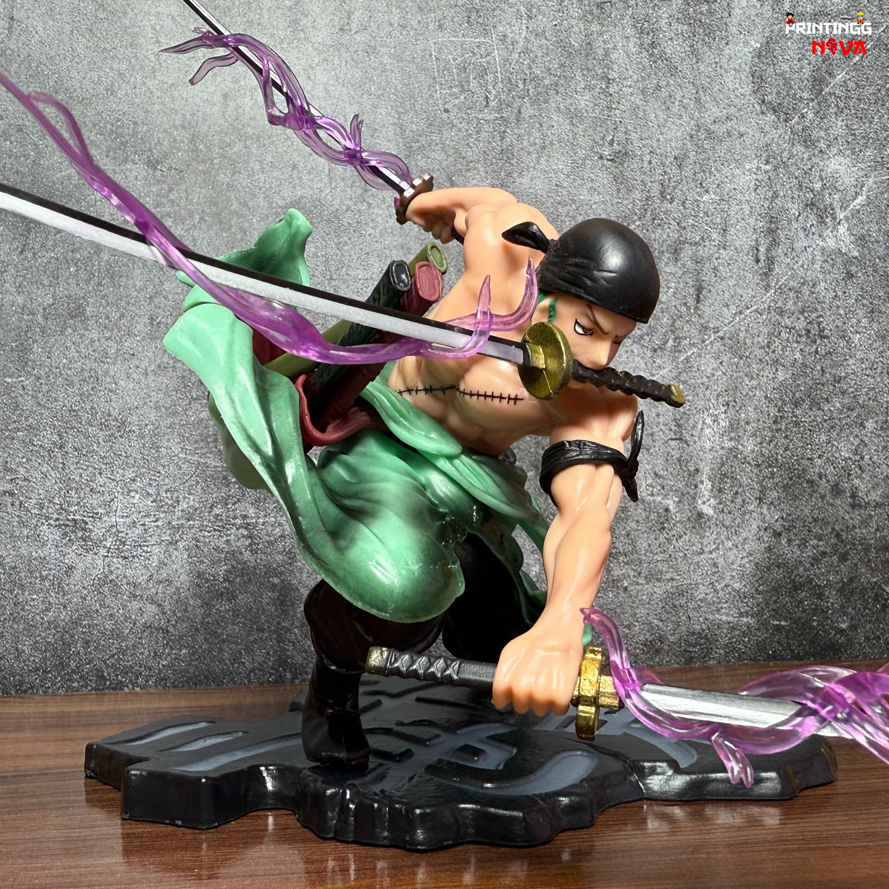 ONE PIECE RORONOA ZORO ACTION FIGURE WITH 3 SWORDS & 2 HEADS Premium PVC Anime Action figure [21 cm] || ONE PIECE