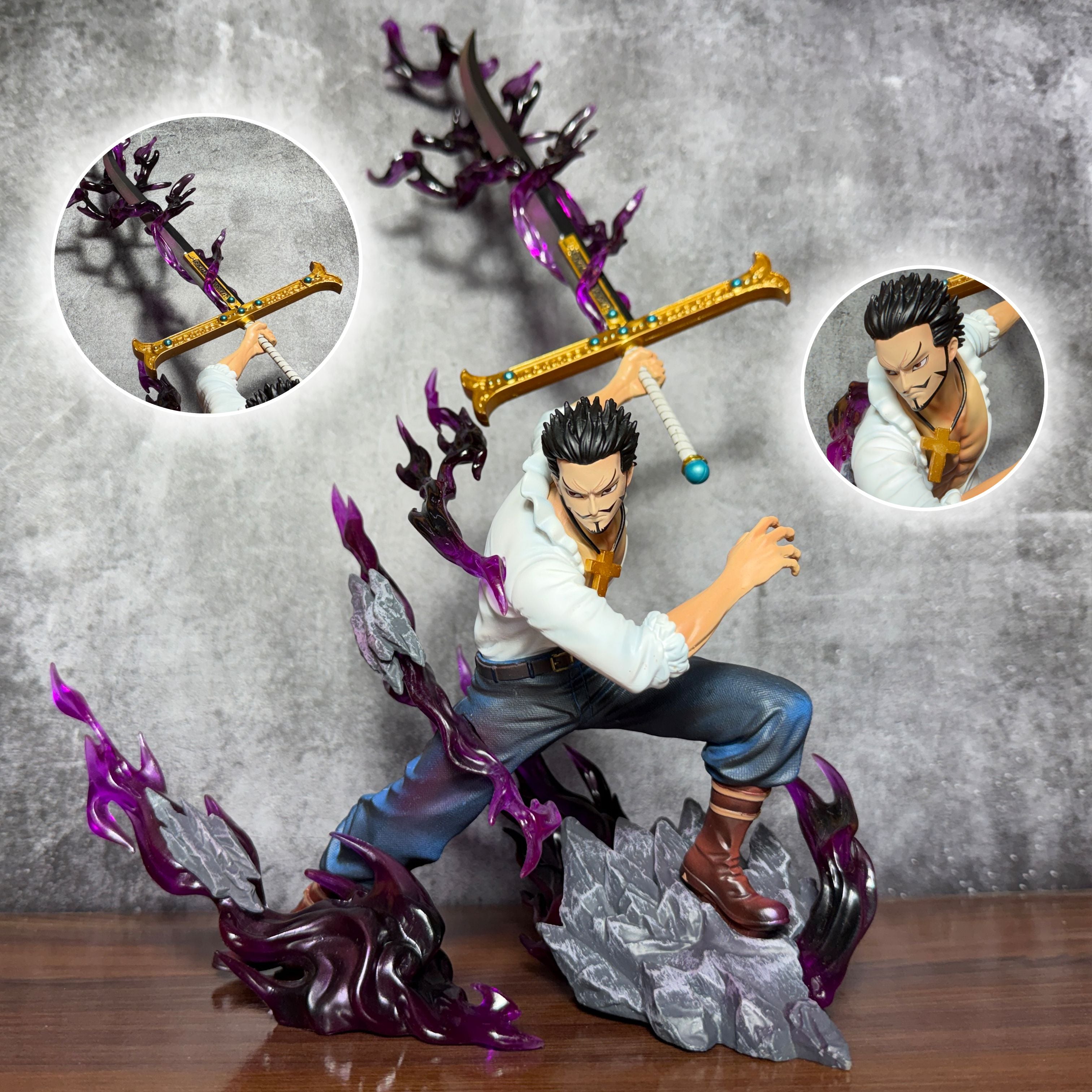 One Piece Dracule Mihawk World's Greatest Swordsman With Special Effect [35 CM] PVC Action figure || ONE PIECE