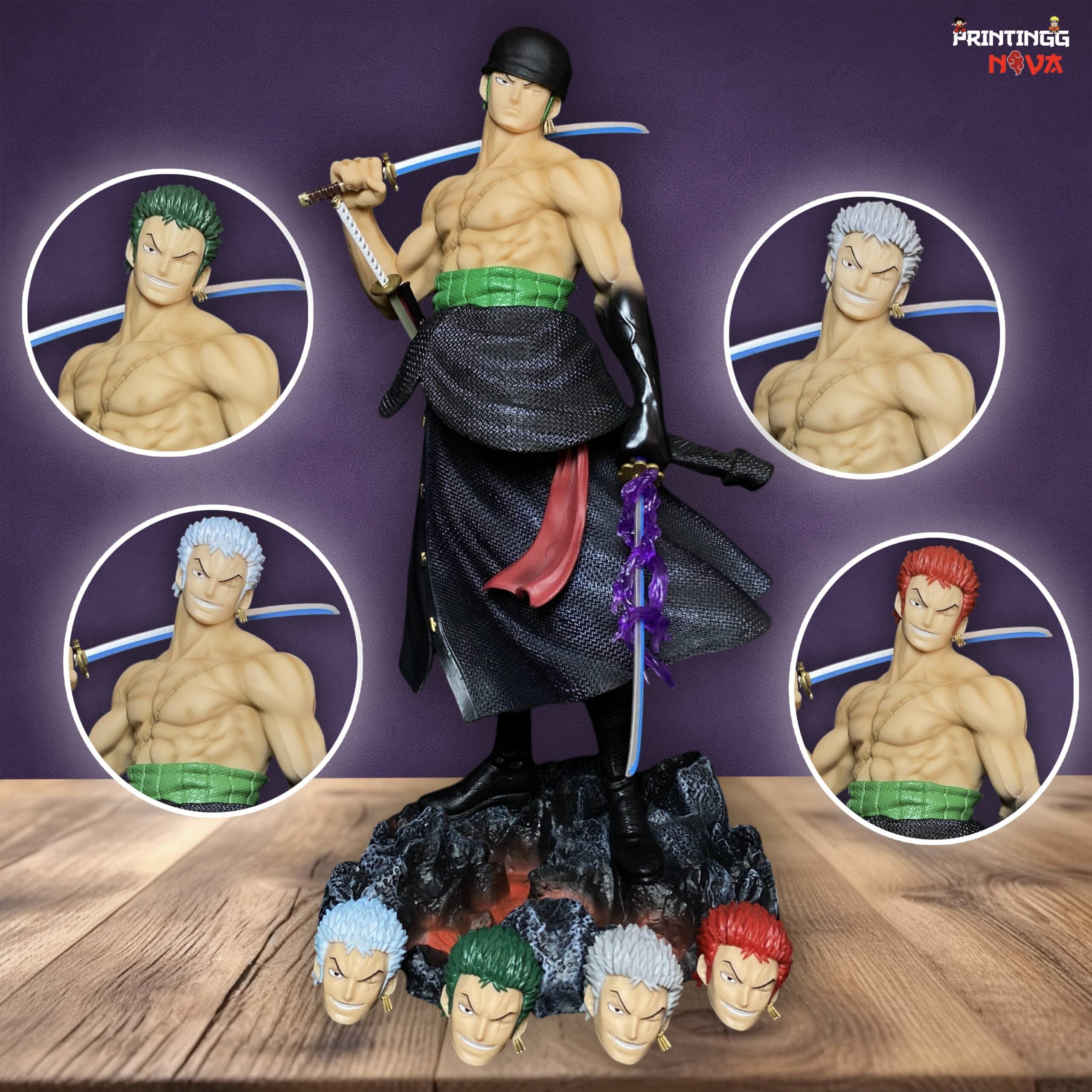One Piece Stand Posture Roronoa Zoro Four Heads Highly Detailed