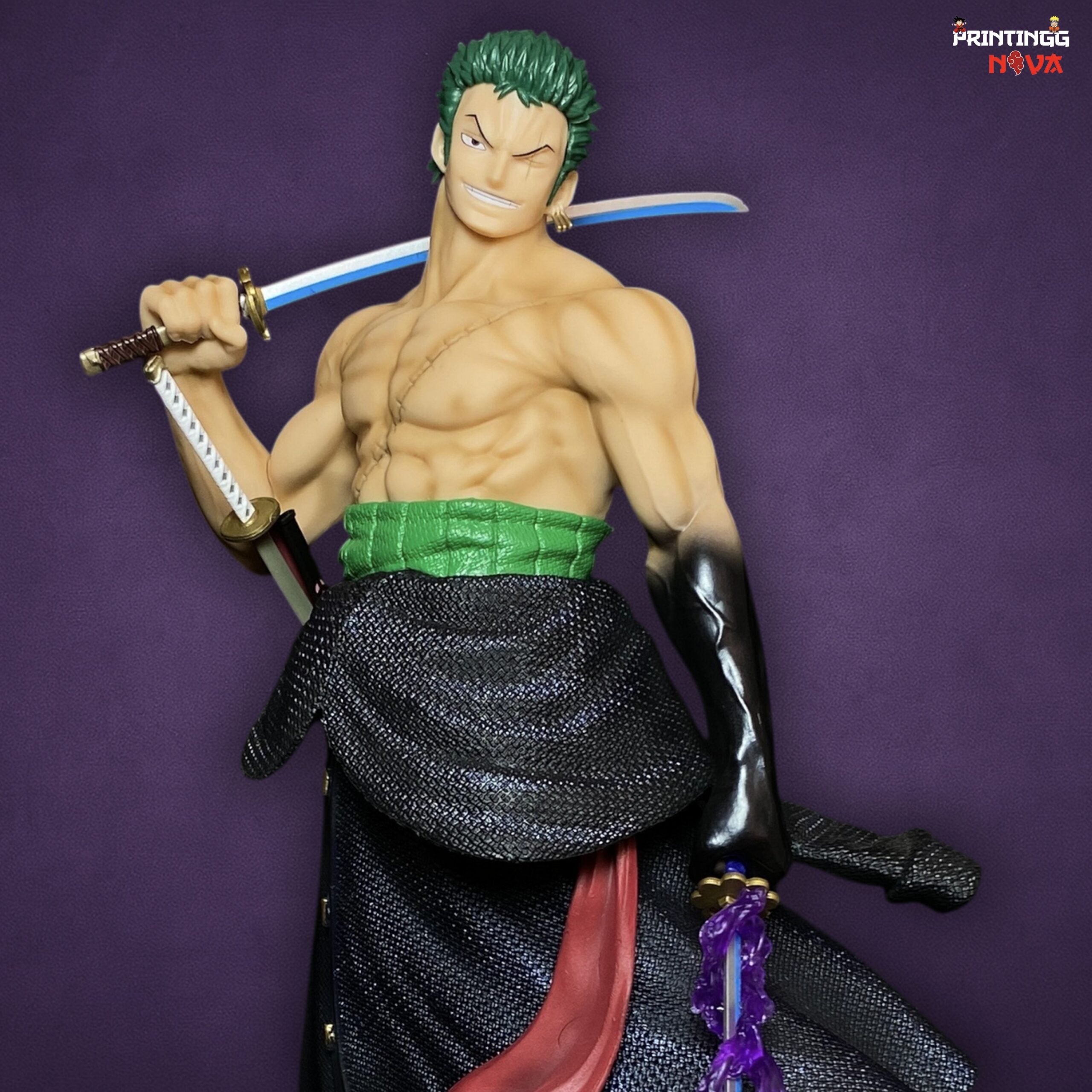 One Piece Stand Posture Roronoa Zoro Four Heads Highly Detailed Standing || [50cm]  Premium Action Figure || ONE PIECE