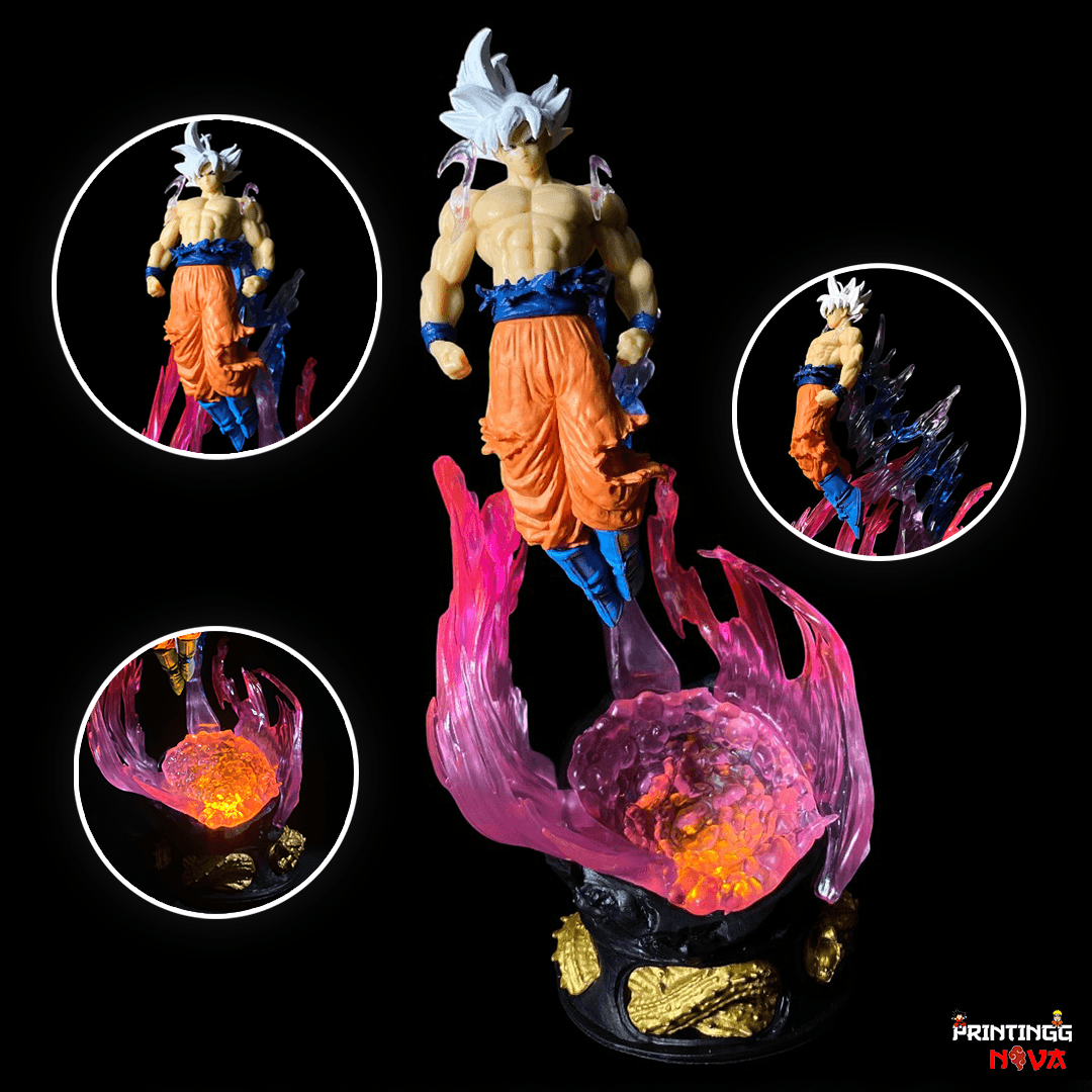 Son Goku Ultra Instinct Super Saiyan Dragon Ball With Led Light Base (Replaceable Cell) PVC Action figure [24.5 cm] || DRAGON BALL Z