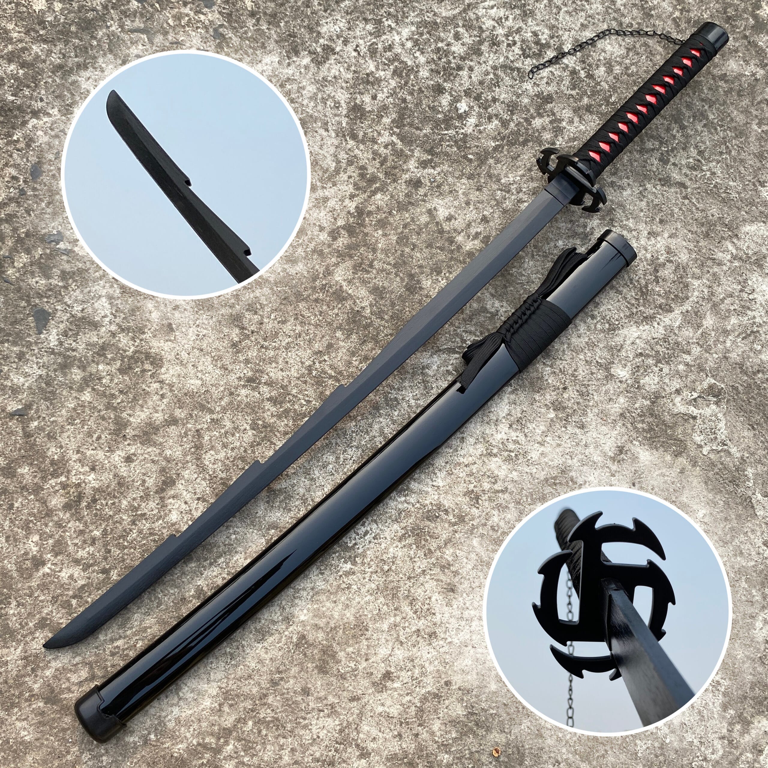 Bleach Ichigo Tensa Zangetsu V2 Cosplay Replica Premium Life Size Wooden Katana [104 CM] || BLEACH