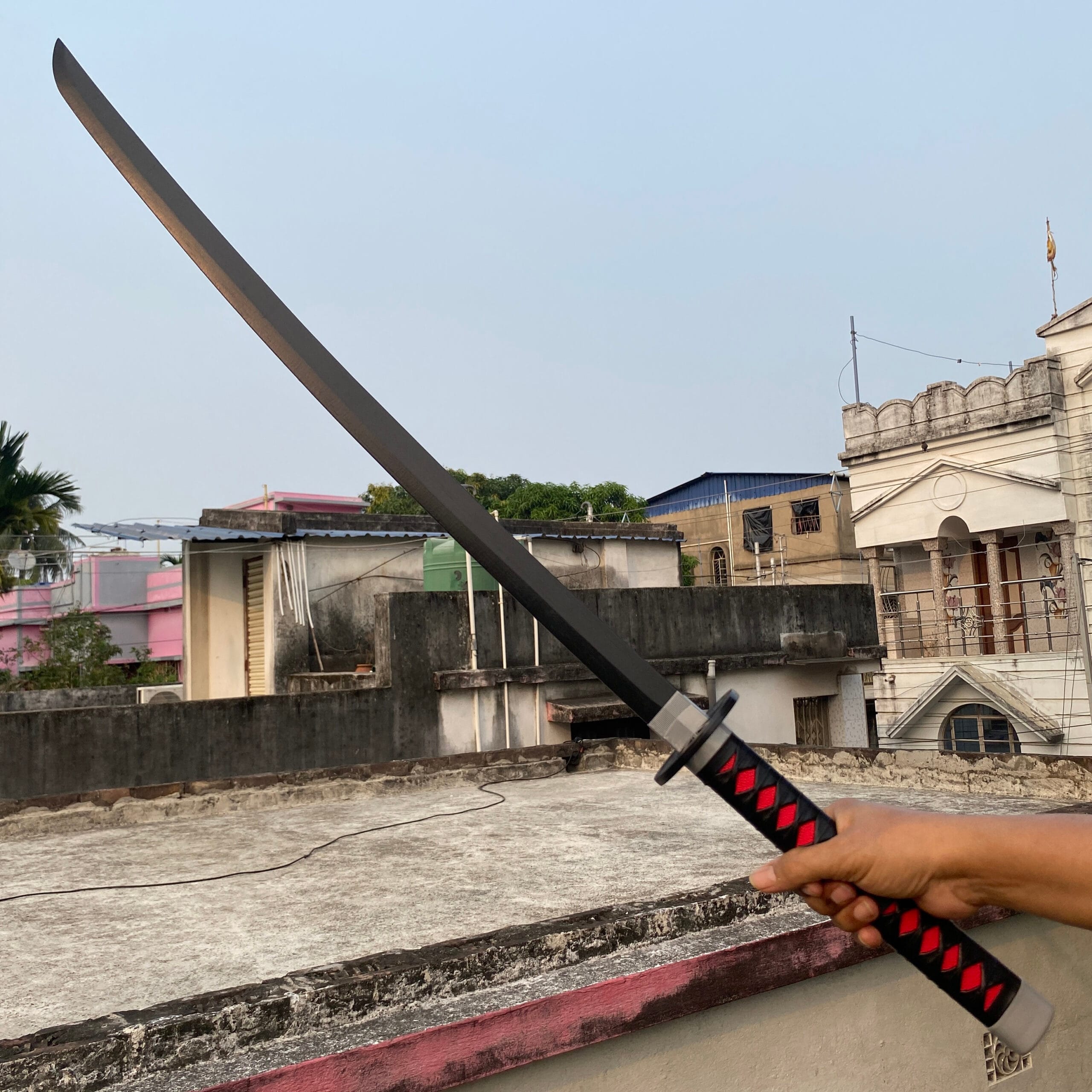 Demon Slayer Tanjiro Black Cosplay Replica Premium Life Size Wooden Katana [104 CM] || DEMON SLAYER
