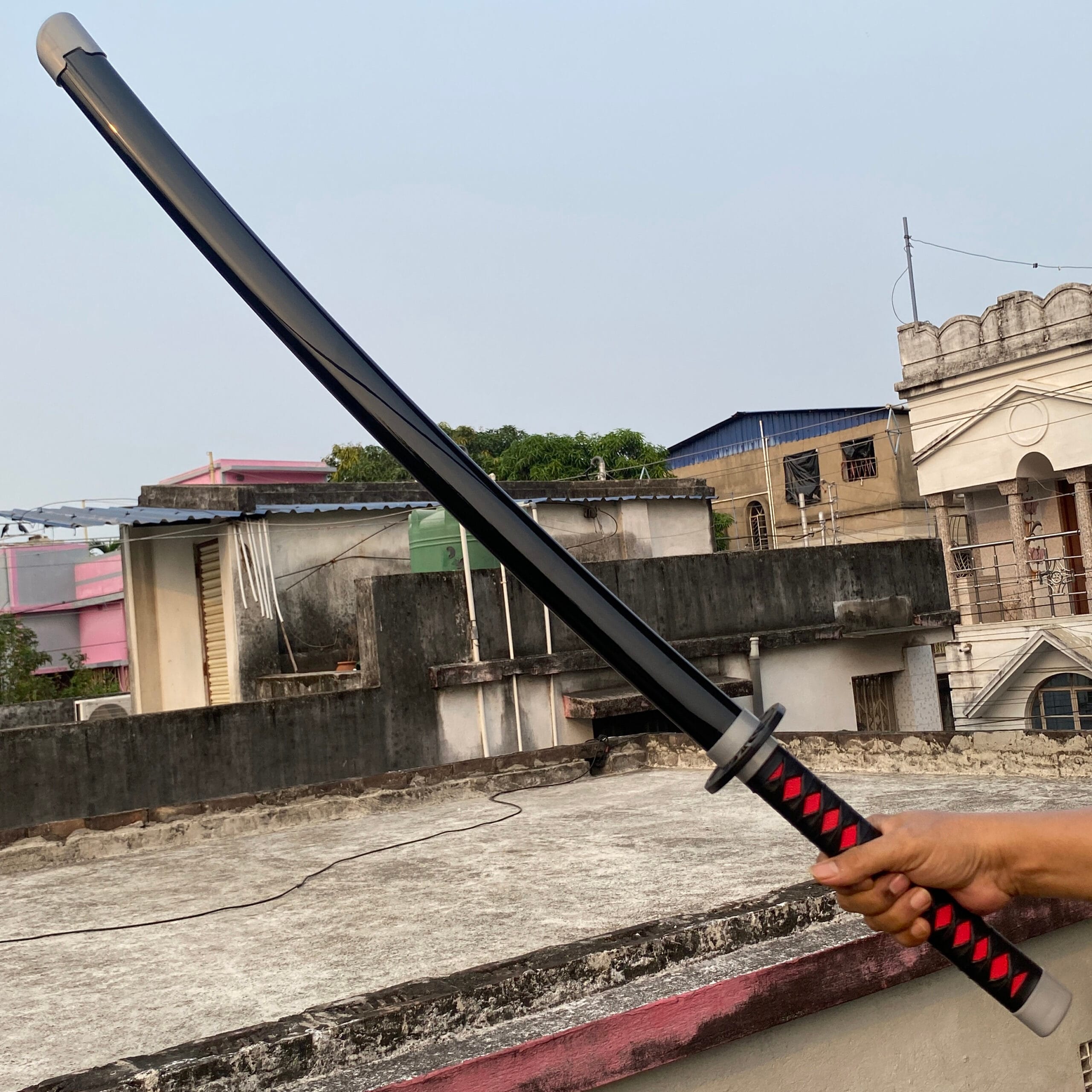 Demon Slayer Tanjiro Black Cosplay Replica Premium Life Size Wooden Katana [104 CM] || DEMON SLAYER