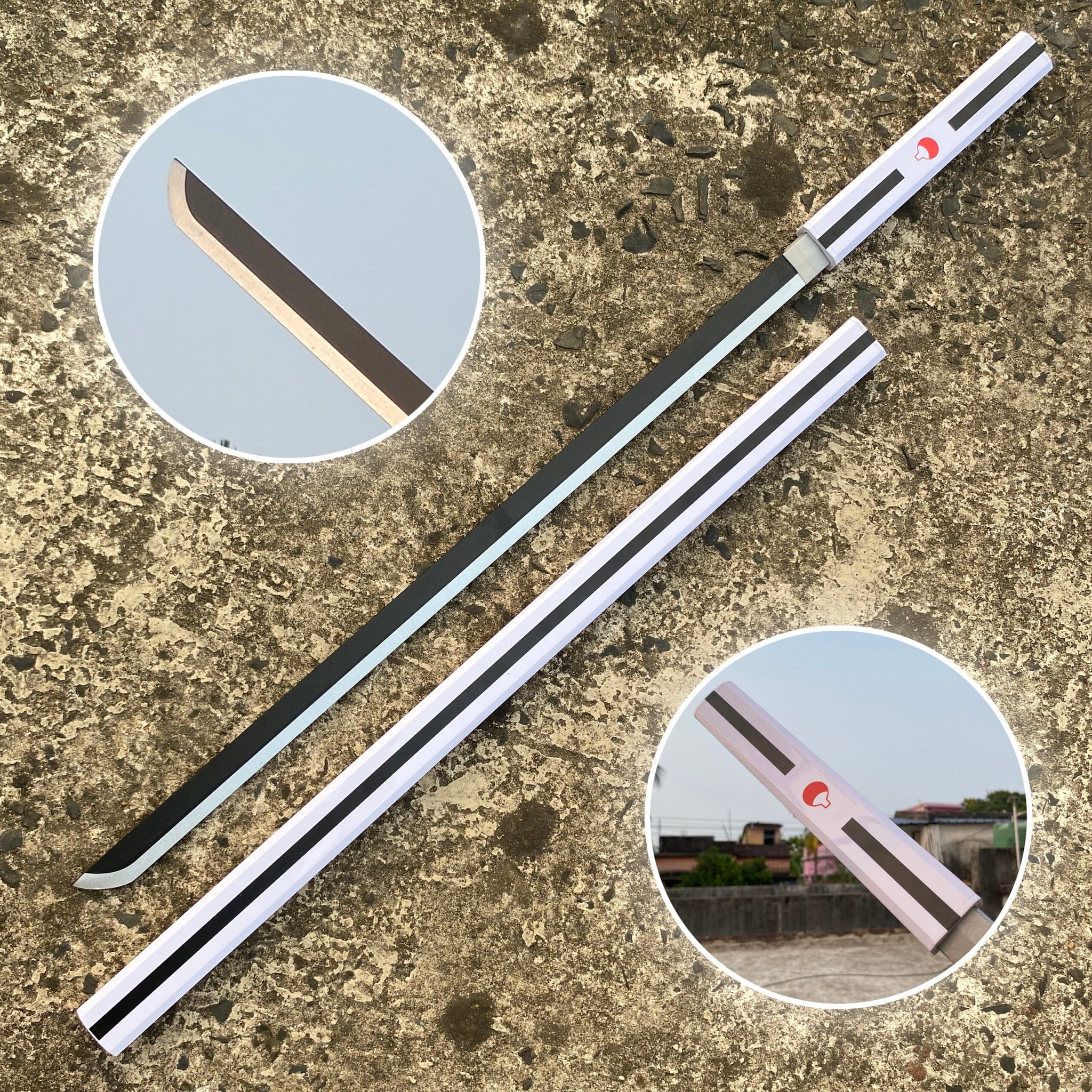 Naruto Sasuke Uchiha White Grass Cutter Cosplay Replica Premium Life Size Wooden Katana [104 CM] || NARUTO