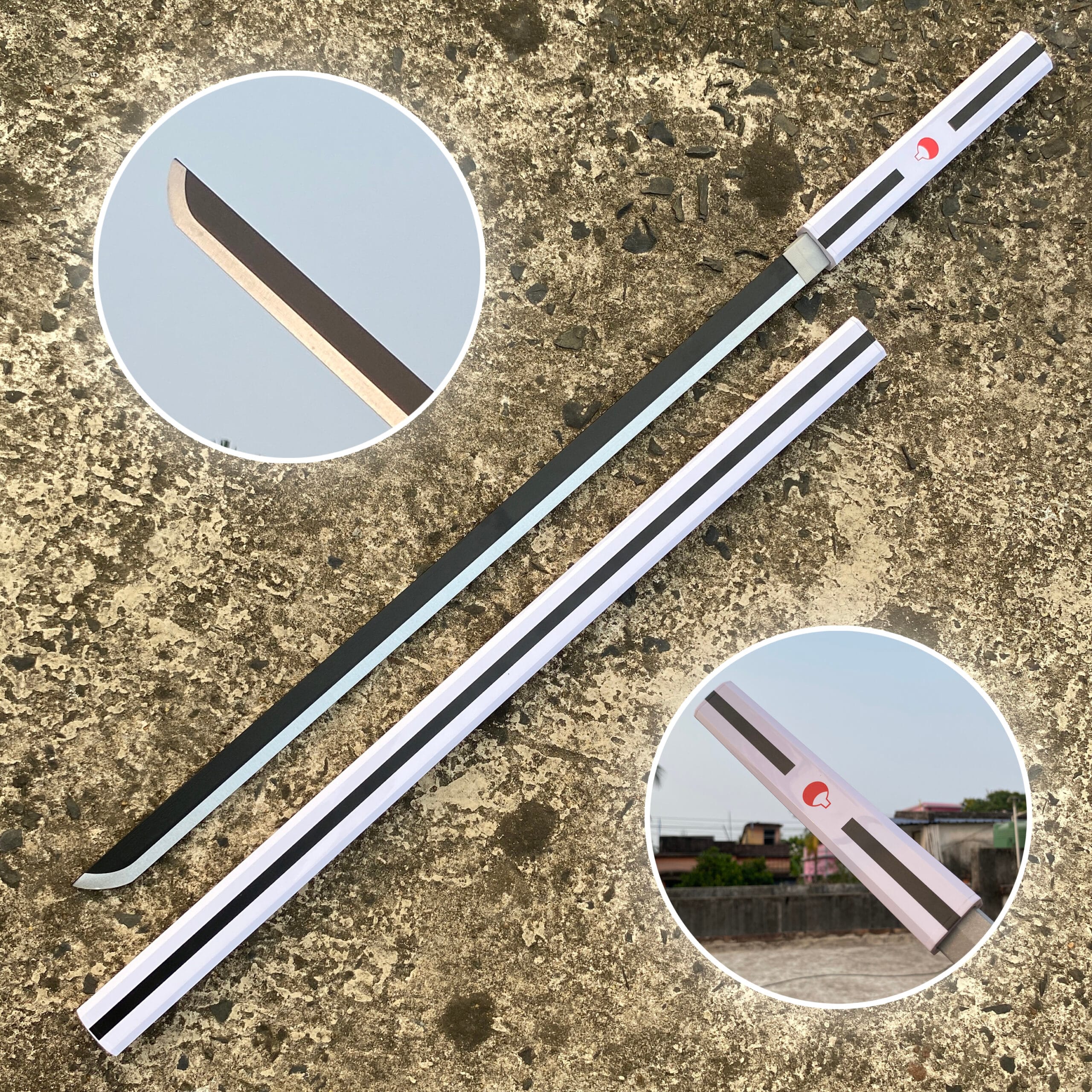 Naruto Sasuke Uchiha White Grass Cutter Cosplay Replica Premium Life Size Wooden Katana [104 CM] || NARUTO