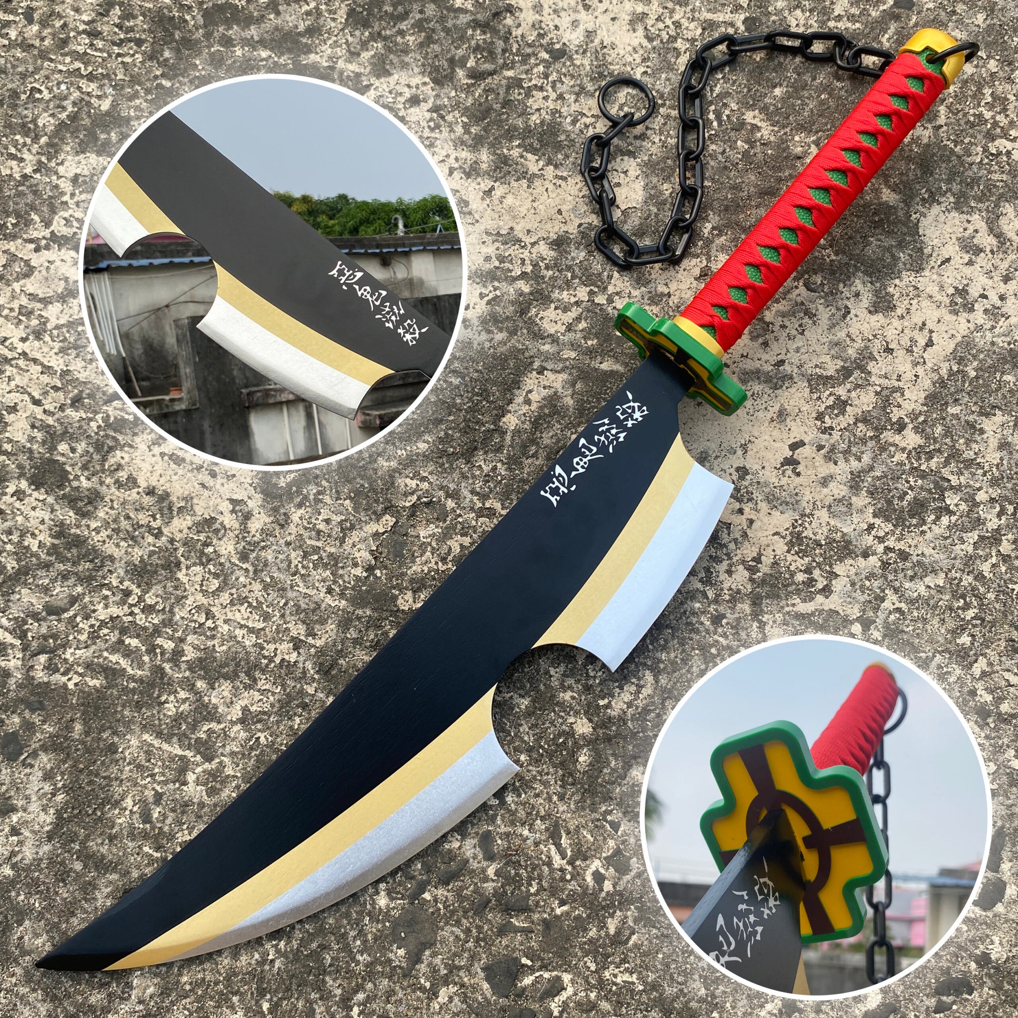 Demon Slayer Tengen Uzui Cosplay Replica Premium Life Size Wooden Katana [104 CM] || DEMON SLAYER