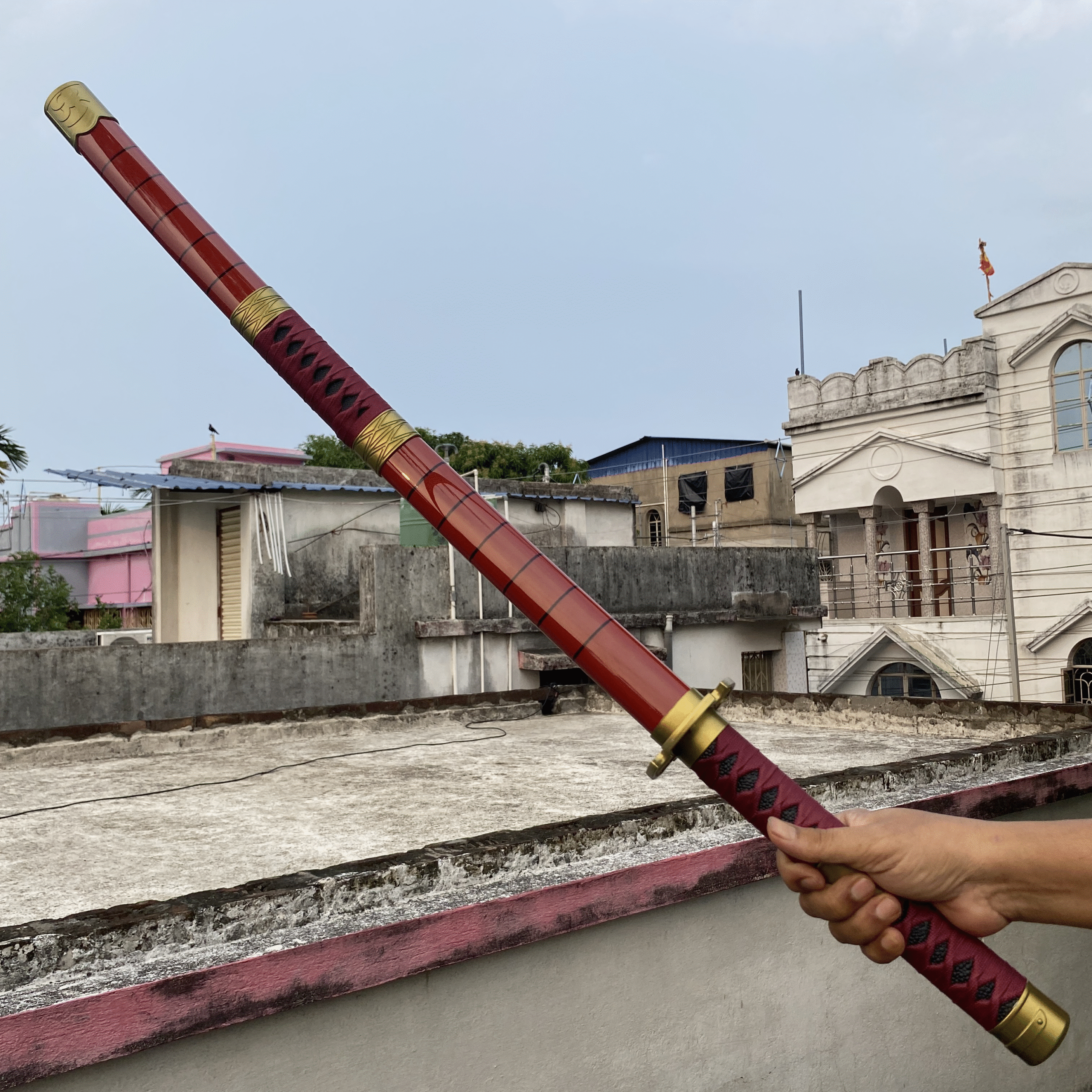 One Piece Red Sandai Kitetsu Zoro Cosplay Replica Premium Life Size Wooden Katana [104 CM] || ONE PIECE