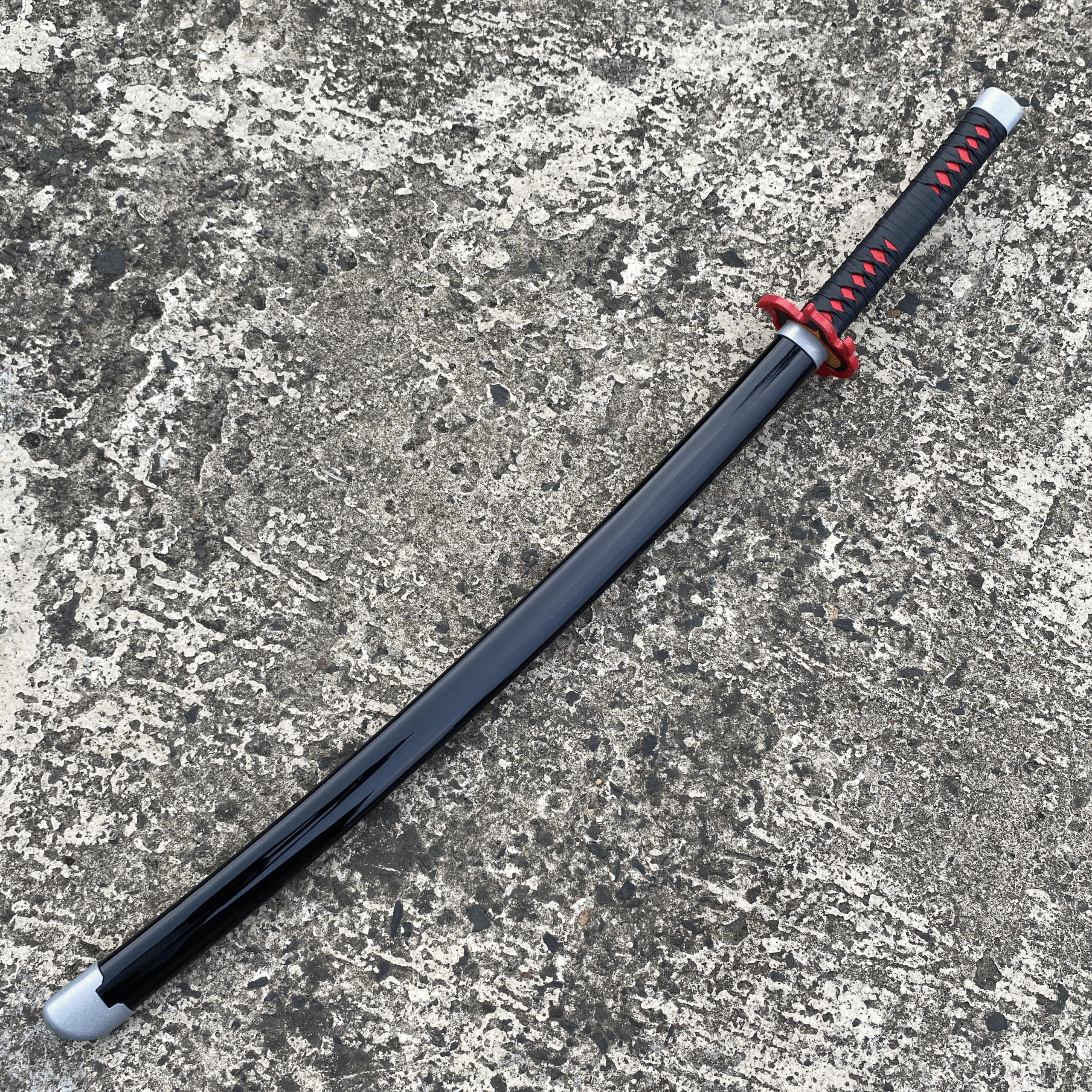 Demon Slayer Tanjiro Fire blue V3 Cosplay Replica Premium Life Size Wooden Katana [104 CM] || DEMON SLAYER