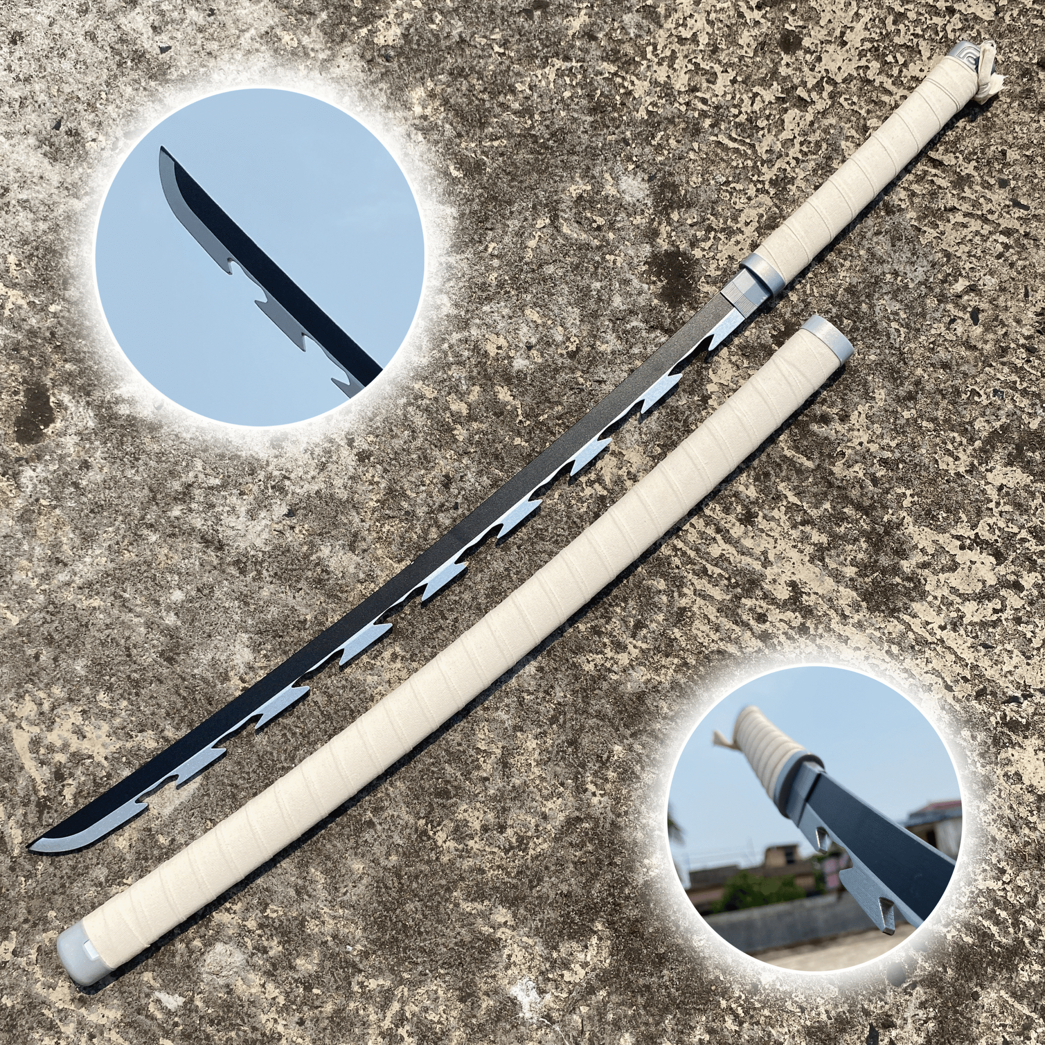 Demon Slayer Inosuke Hashibira Cosplay Replica Premium Life Size Wooden Katana [104 CM] || DEMON SLAYER
