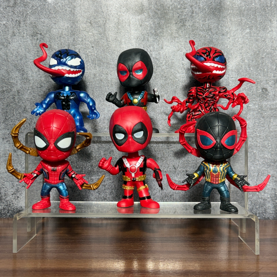 Spider-Man & Deadpool Multiverse Mini Figure Set – 6 PCS Collectible Superhero Figures || Premium PVC Collection || MARVEL