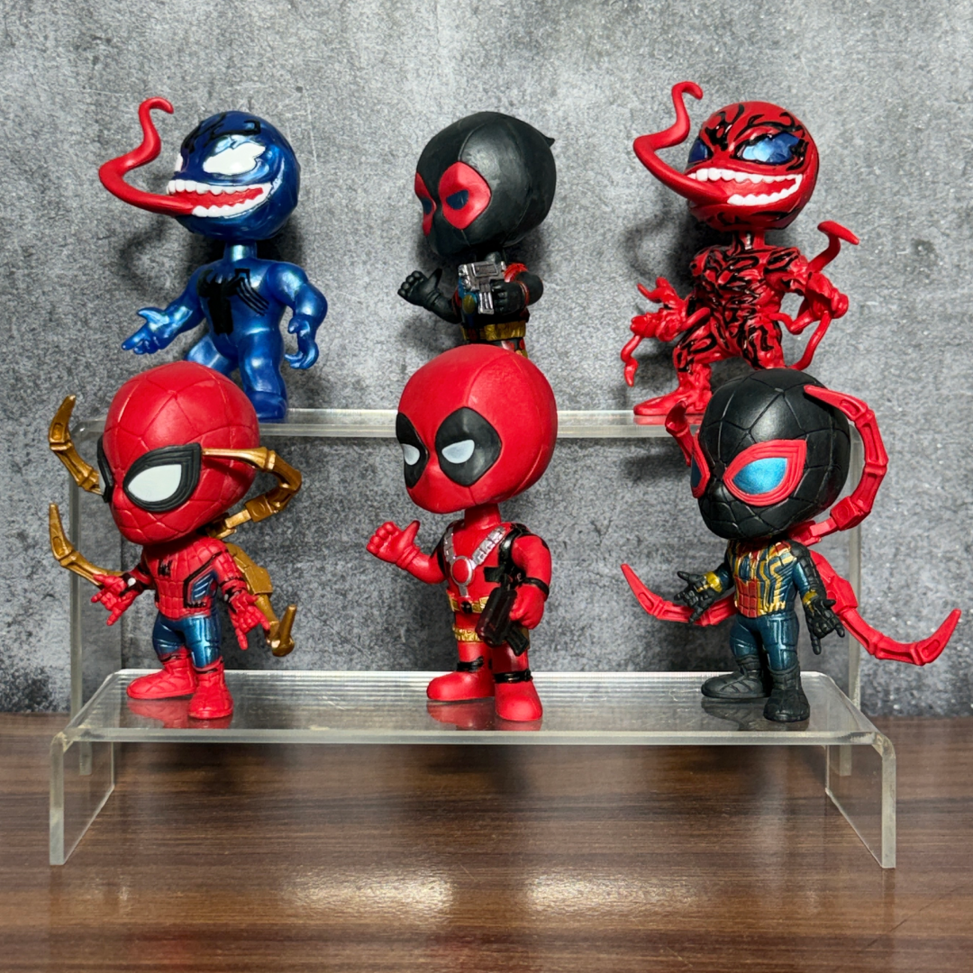 Spider-Man & Deadpool Multiverse Mini Figure Set – 6 PCS Collectible Superhero Figures || Premium PVC Collection || MARVEL
