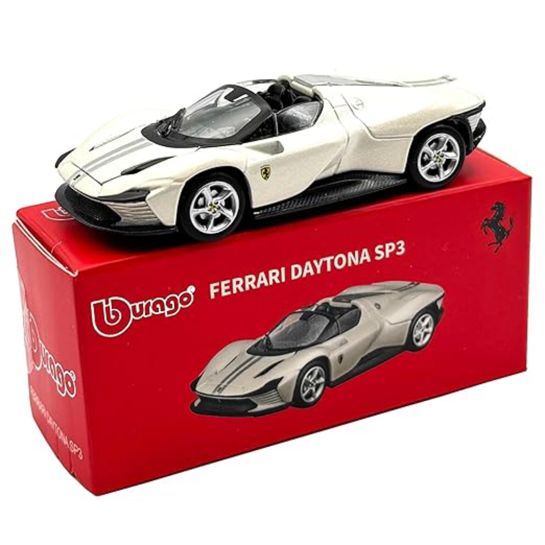 Bburago Ferrari Daytona SP3 1:64 Die-Cast Model Car – Official Ferrari Licensed Collectible | Premium Hypercar Miniature | White Edition