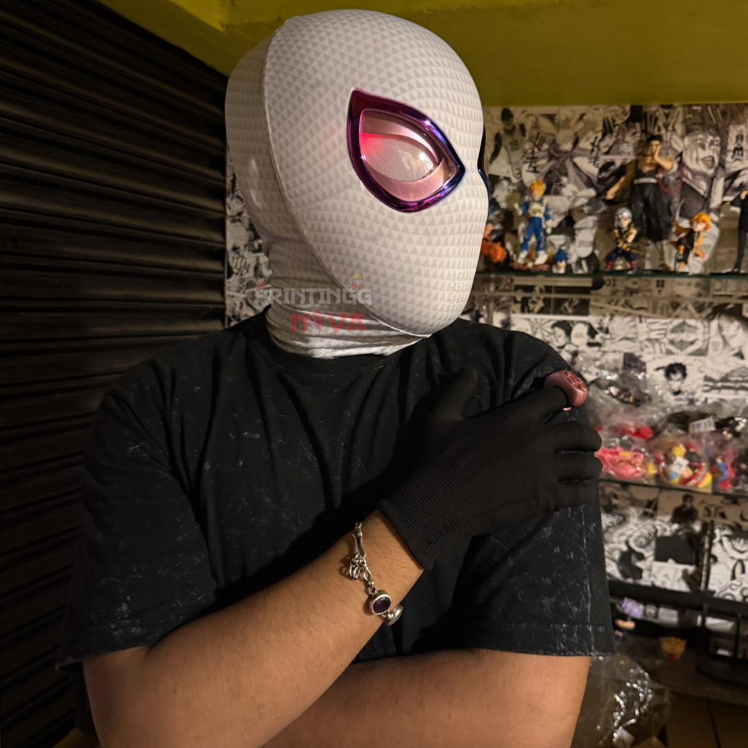 The Spider-Gwen Cosplay Mask with Remote-Controlled Blinking LED Eyes || Breathable Material, Unisex || MARVEL